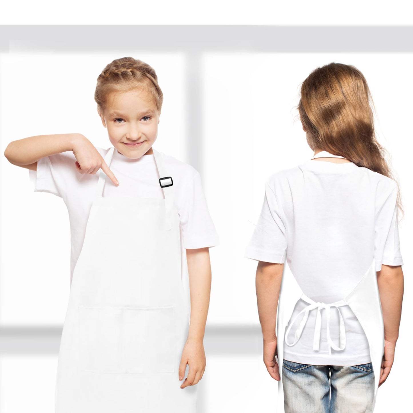 MEOGETY 2-Pack Kids Aprons – Adjustable Chef Aprons with Pockets