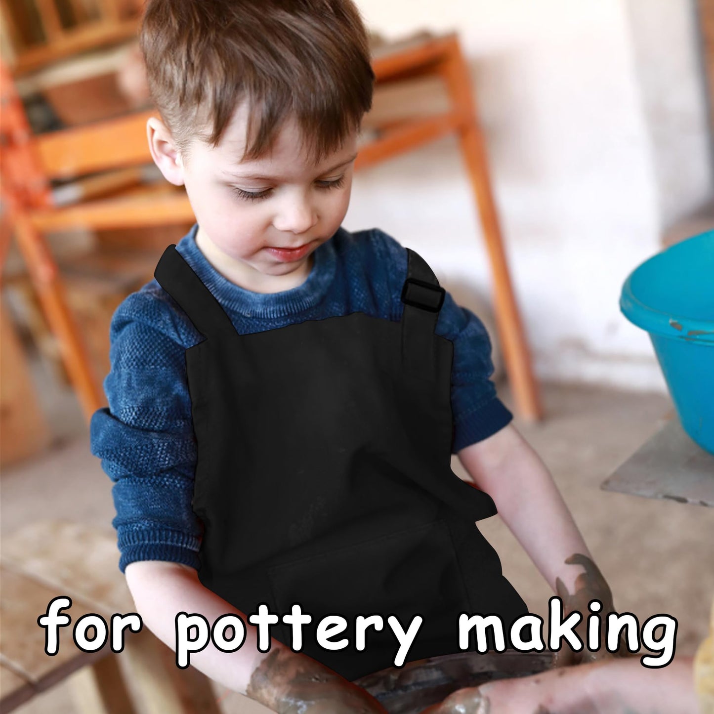 MEOGETY Kids Aprons (2-Pack) Adjustable Pockets Chef Aprons for Cooking, Baking, Painting
