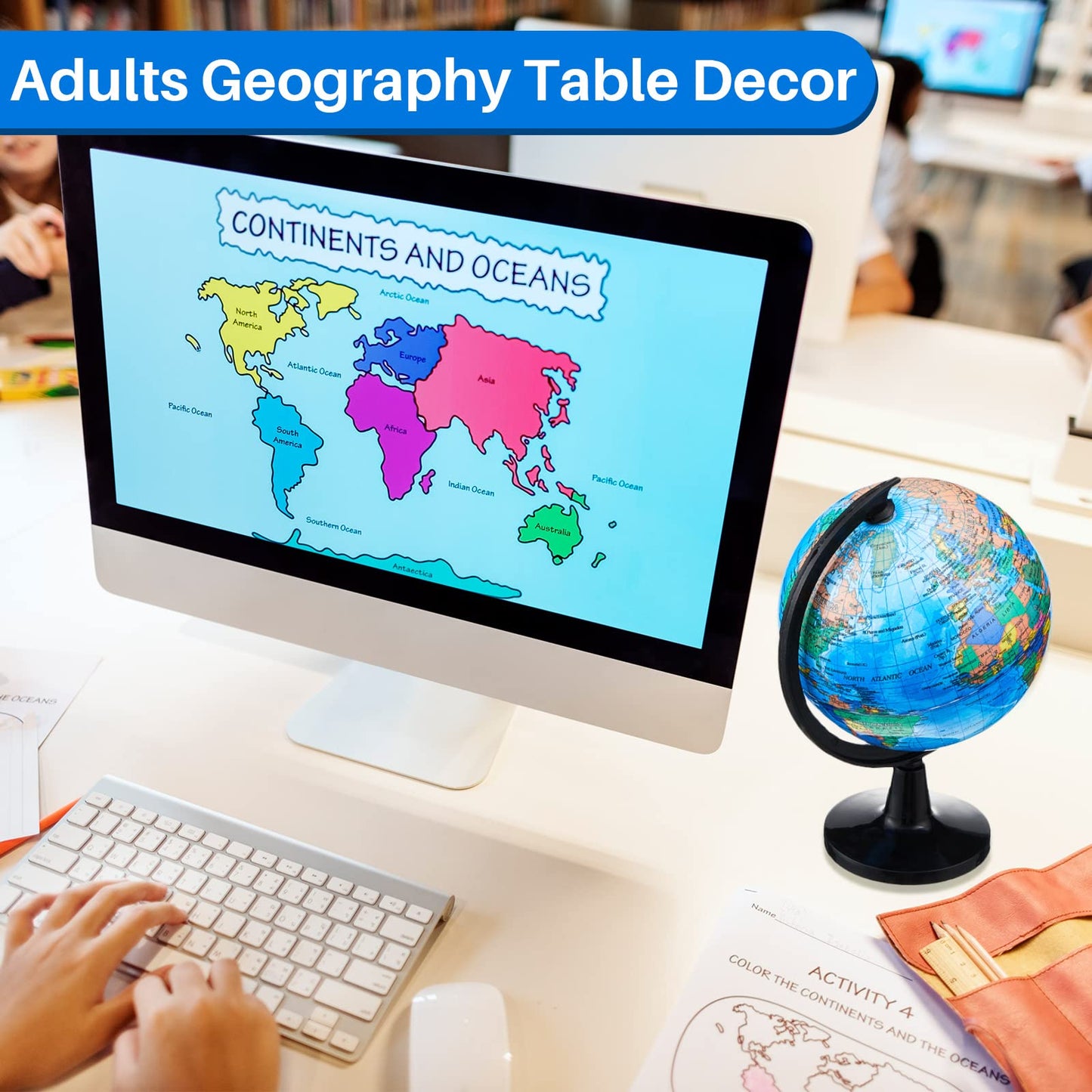 Meooeck 12 Pcs World Globe with Stand – 4.6" Blue Classroom Bulk Globe Set
