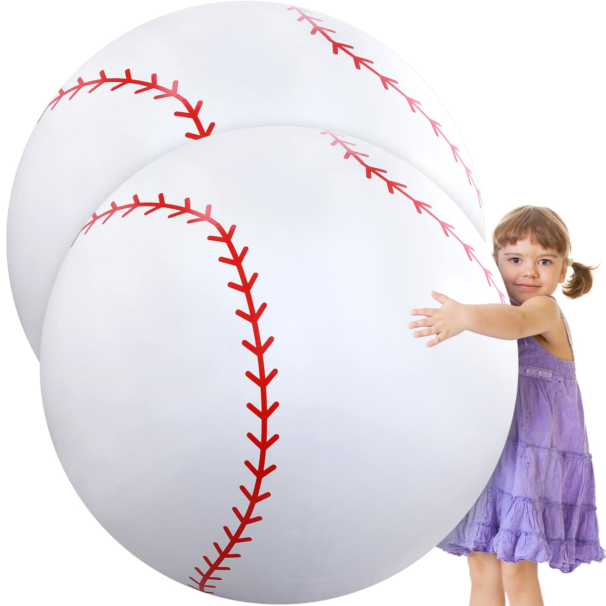 Meooeck 4-Pack 27-Inch Giant Inflatable Baseball Balls for Outdoor Games & Parties