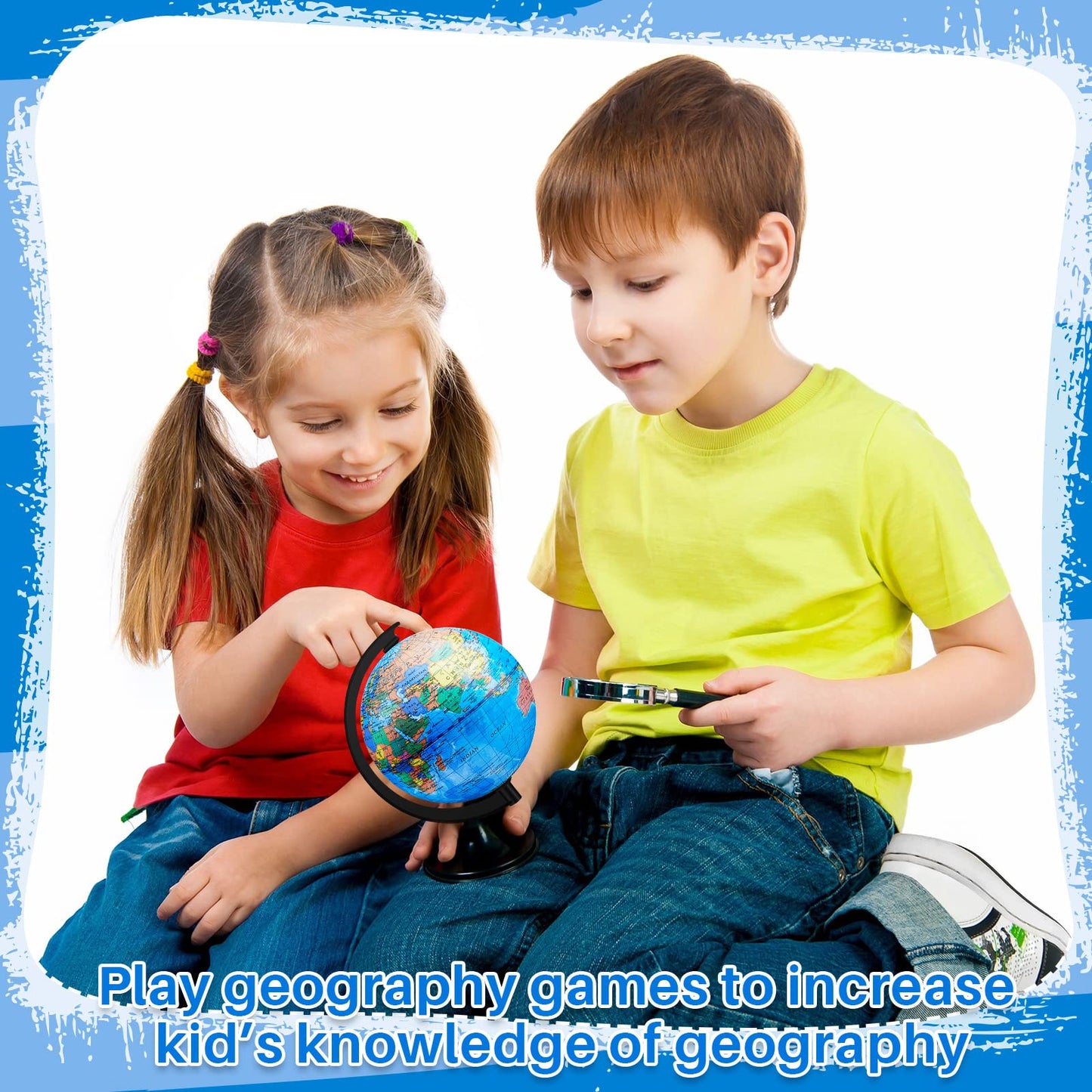 Meooeck 12 Pcs World Globe with Stand – 4.6" Blue Classroom Bulk Globe Set