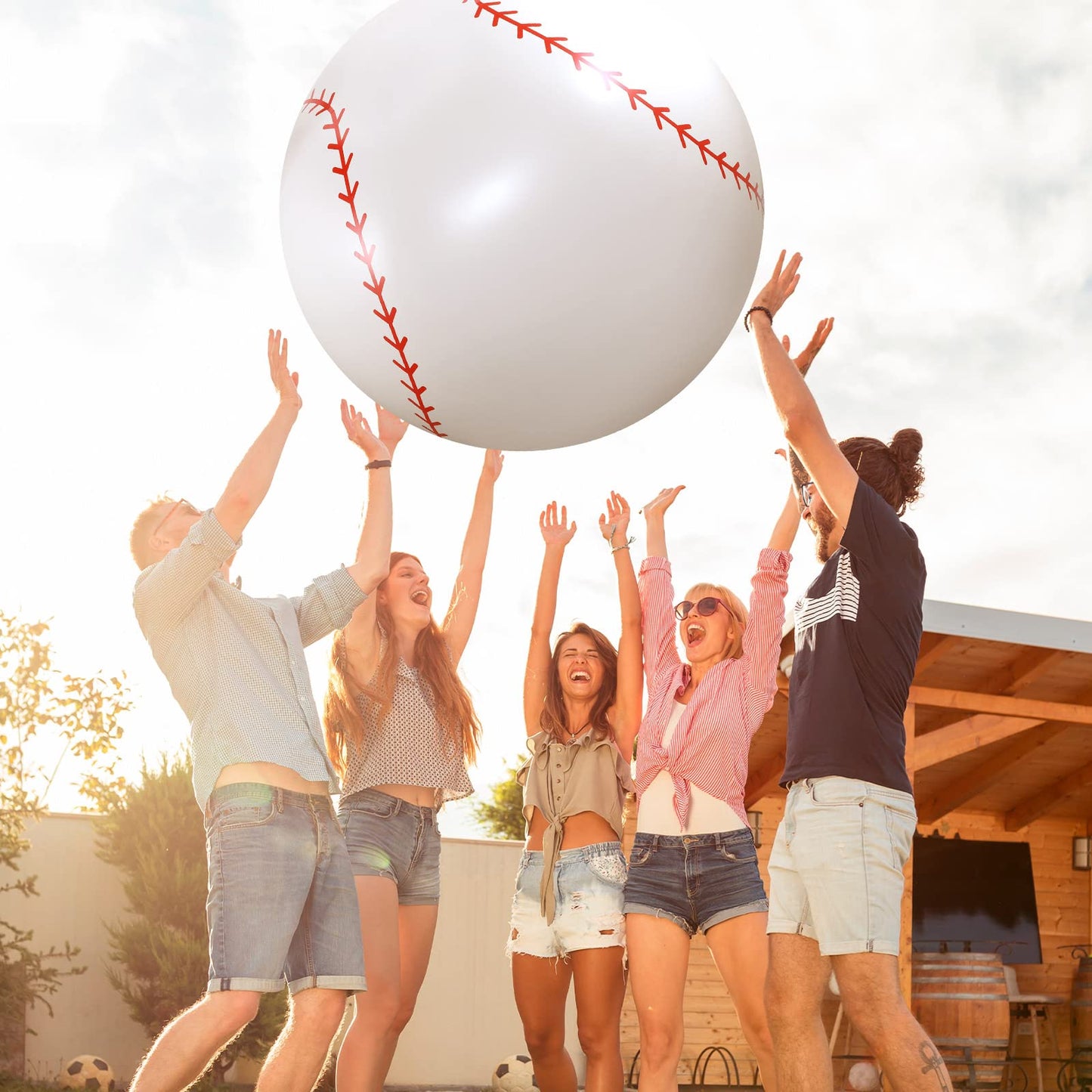Meooeck 4-Pack 27-Inch Giant Inflatable Baseball Balls for Outdoor Games & Parties