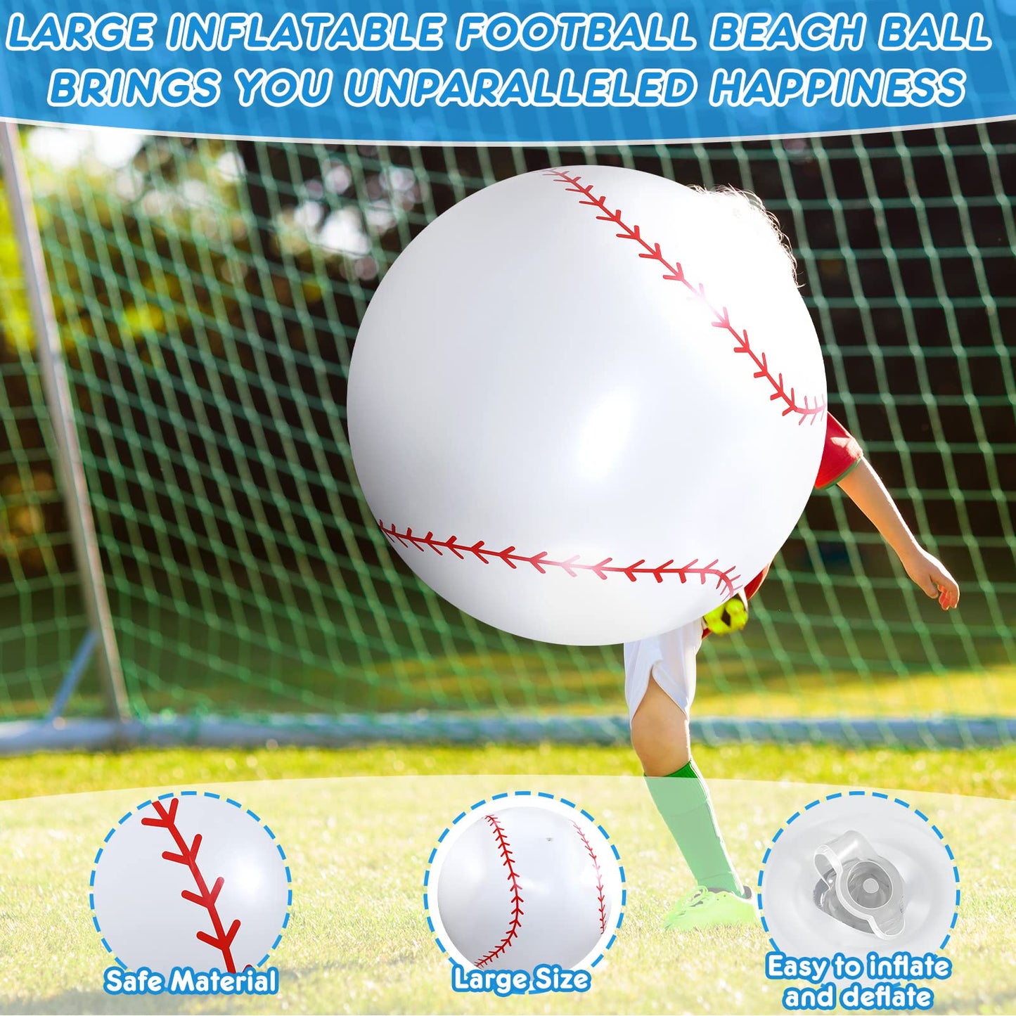 Meooeck 4-Pack 27-Inch Giant Inflatable Baseball Balls for Outdoor Games & Parties
