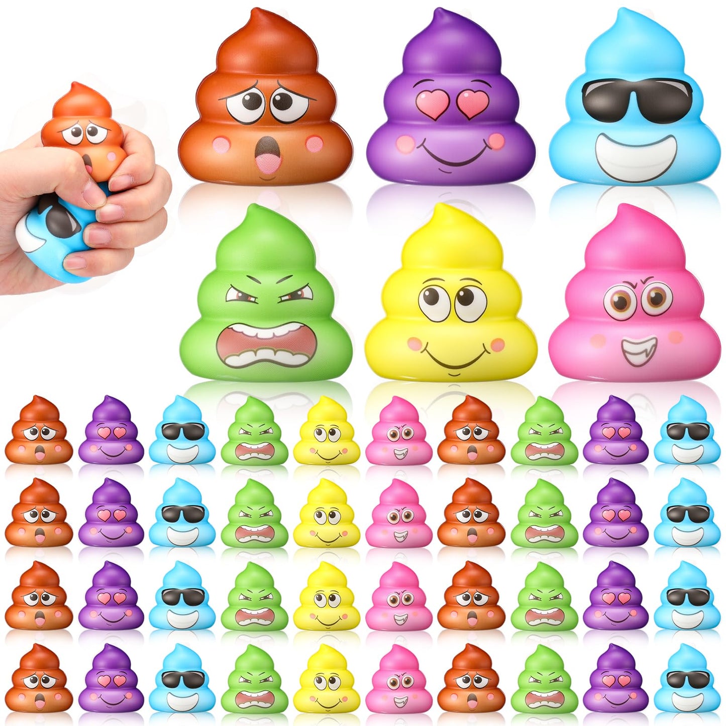 Meooeck 48-Pack Poop Stress Ball Toys – 2 Inches | Fidget & Prank Props