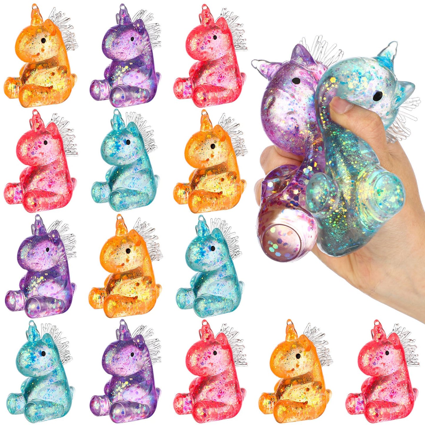 Meooeck 12 Pcs Unicorn Stress Relief Toys – Mini Fidget Balls for Adults, ADHD, Anxiety, Office & Party Fun