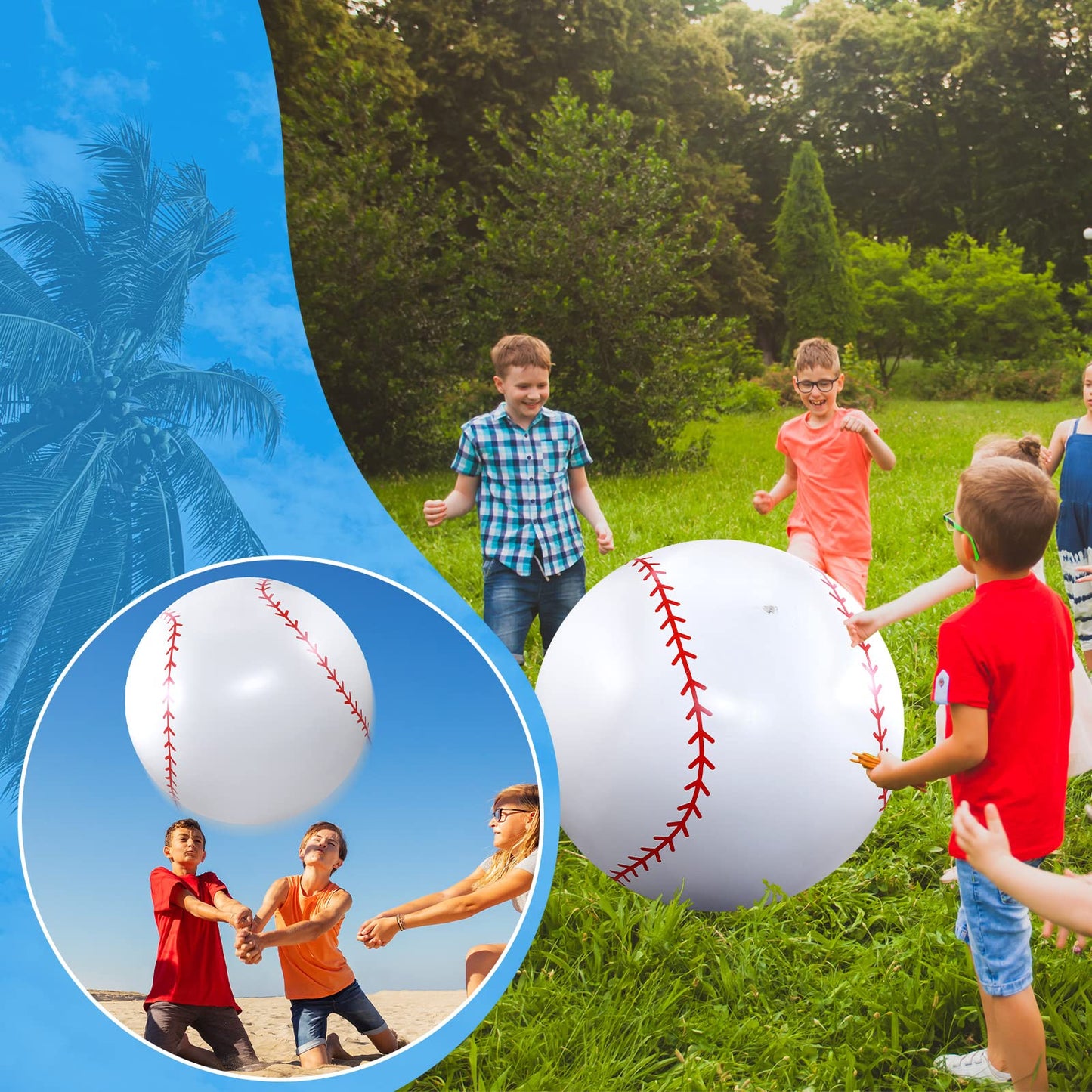 Meooeck 4-Pack 27-Inch Giant Inflatable Baseball Balls for Outdoor Games & Parties
