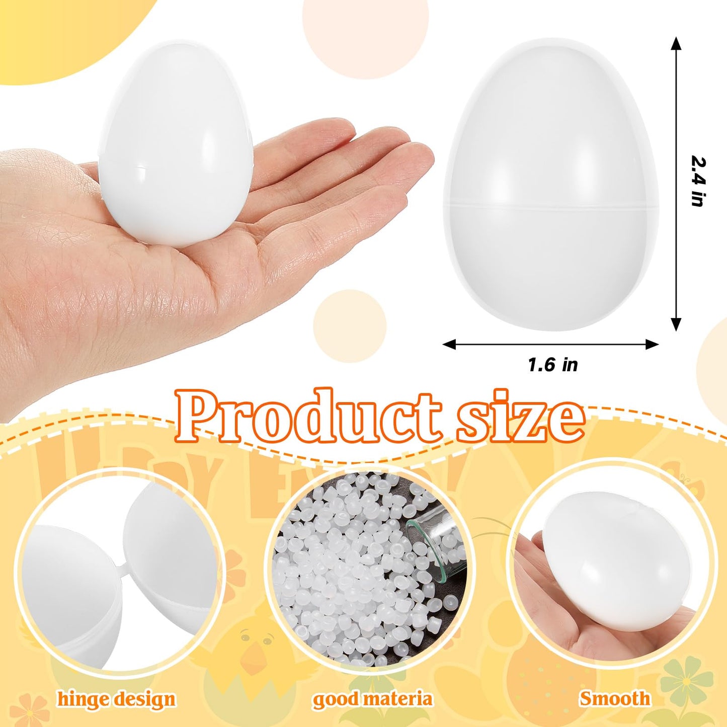 Meooeck 100 Pcs DIY Easter Eggs – White Plastic Fillable Blank Eggs for Hunts and Crafts