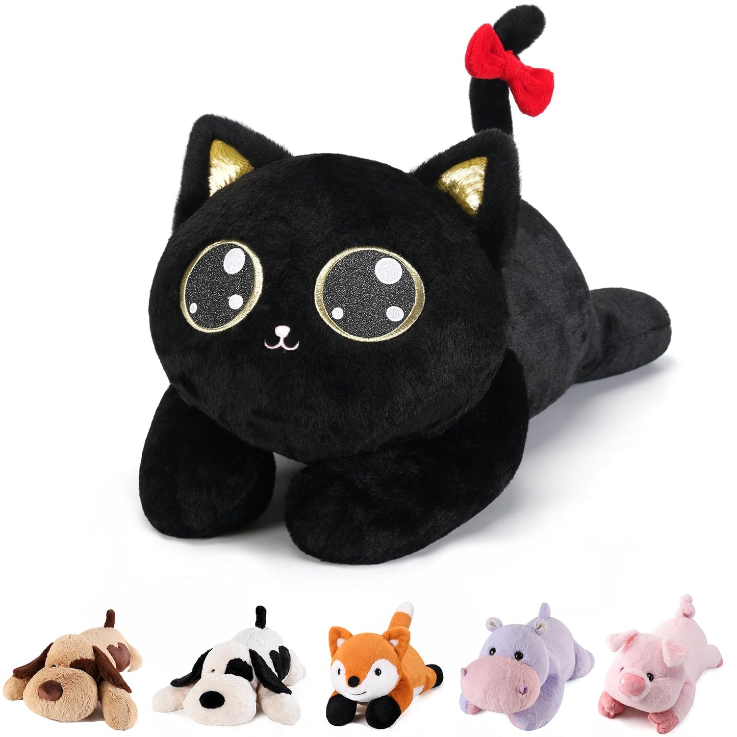Meowtastic Black Cat Weighted Plush – 22in, 4.5 lb Cozy Pillow Toy