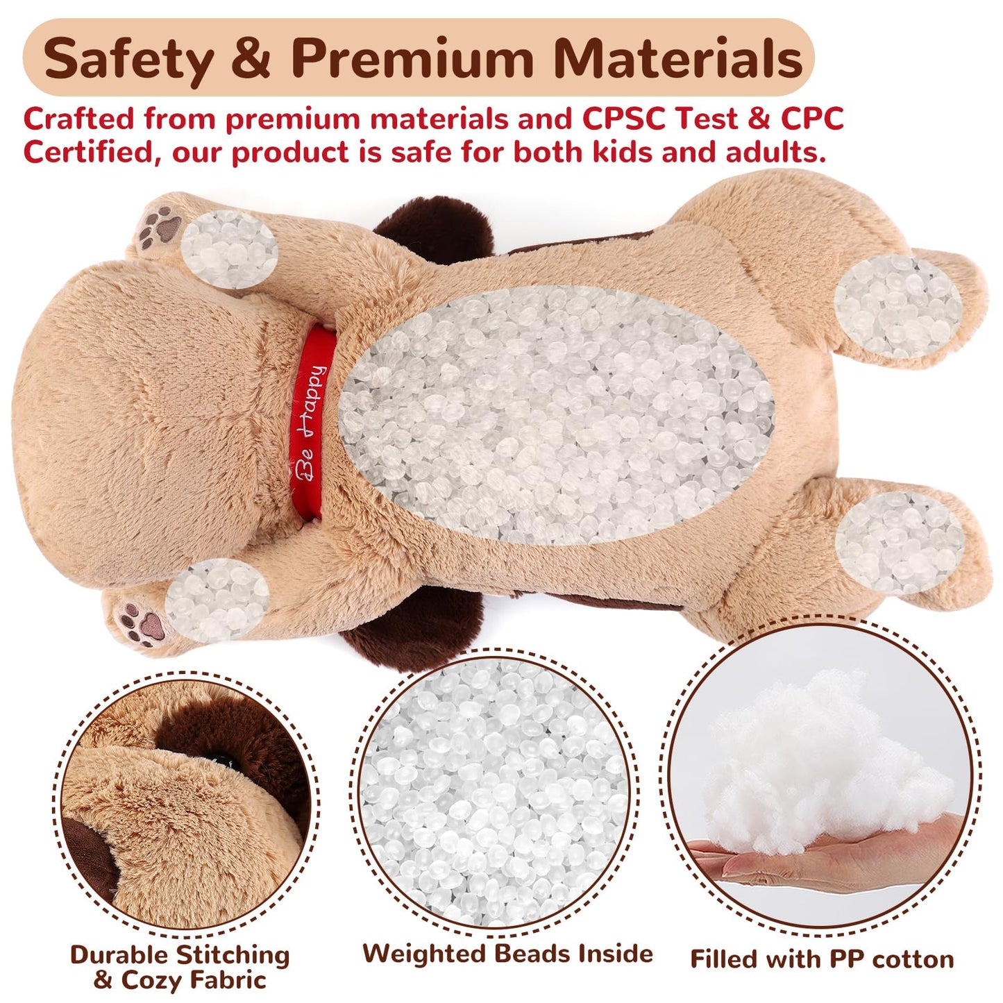 meowtastic Brown Dog Weighted Stuffed Animal - 22in, 4.5 lb Plush Pillow