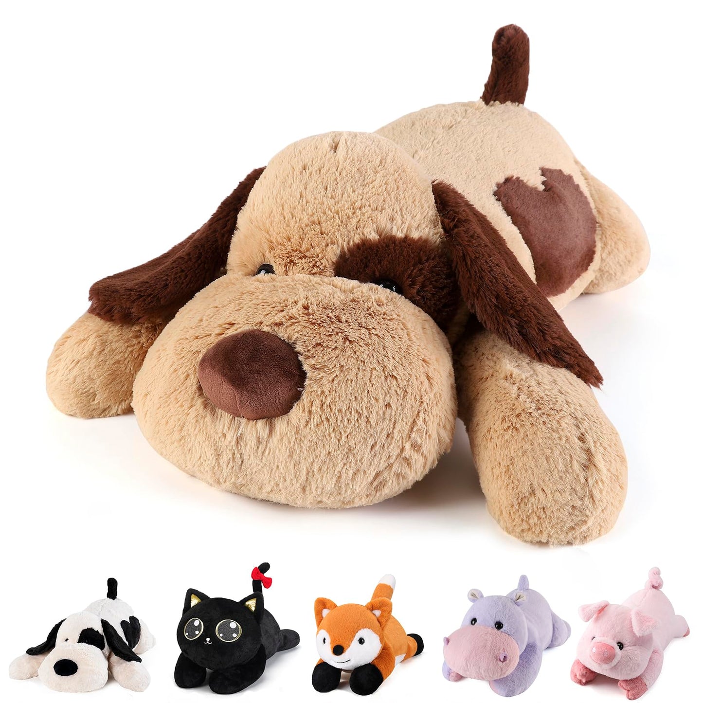 meowtastic Brown Dog Weighted Stuffed Animal - 22in, 4.5 lb Plush Pillow