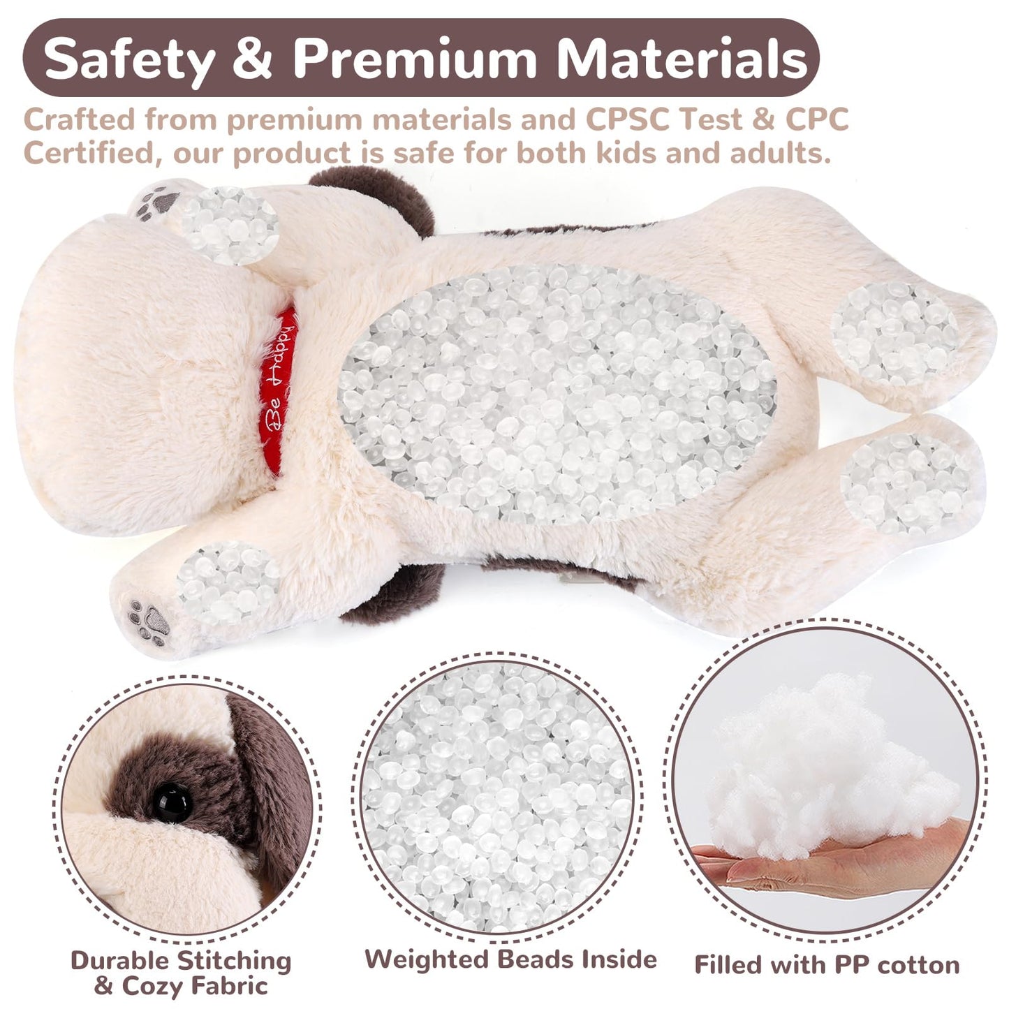 Meowtastic Grey & White Dog Weighted Stuffed Animal | 22-Inch, 4.5 lb Plush Pillow for Cozy Comfort