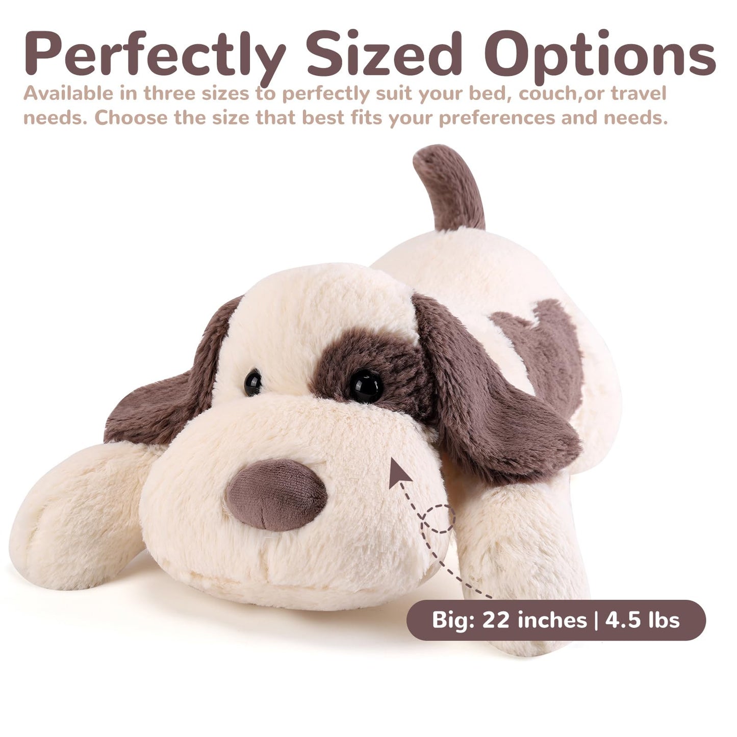 Meowtastic Grey & White Dog Weighted Stuffed Animal | 22-Inch, 4.5 lb Plush Pillow for Cozy Comfort