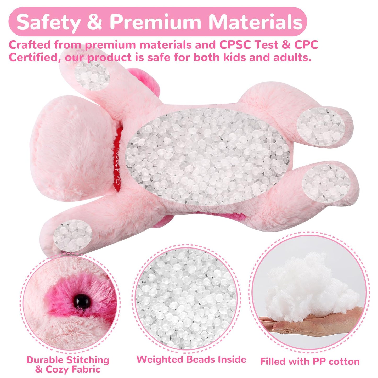 Meowtastic Pink Dog Weighted Stuffed Animal - 22 Inch, 4.5 Lb Plush Pillow