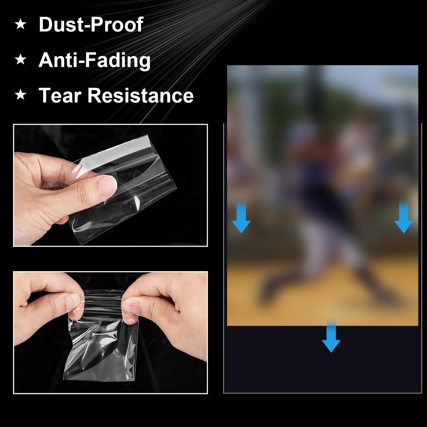 MEQHUO 1000 Counts Premium Standard Baseball Trading Card Sleeves – Clear 66×91mm Protectors