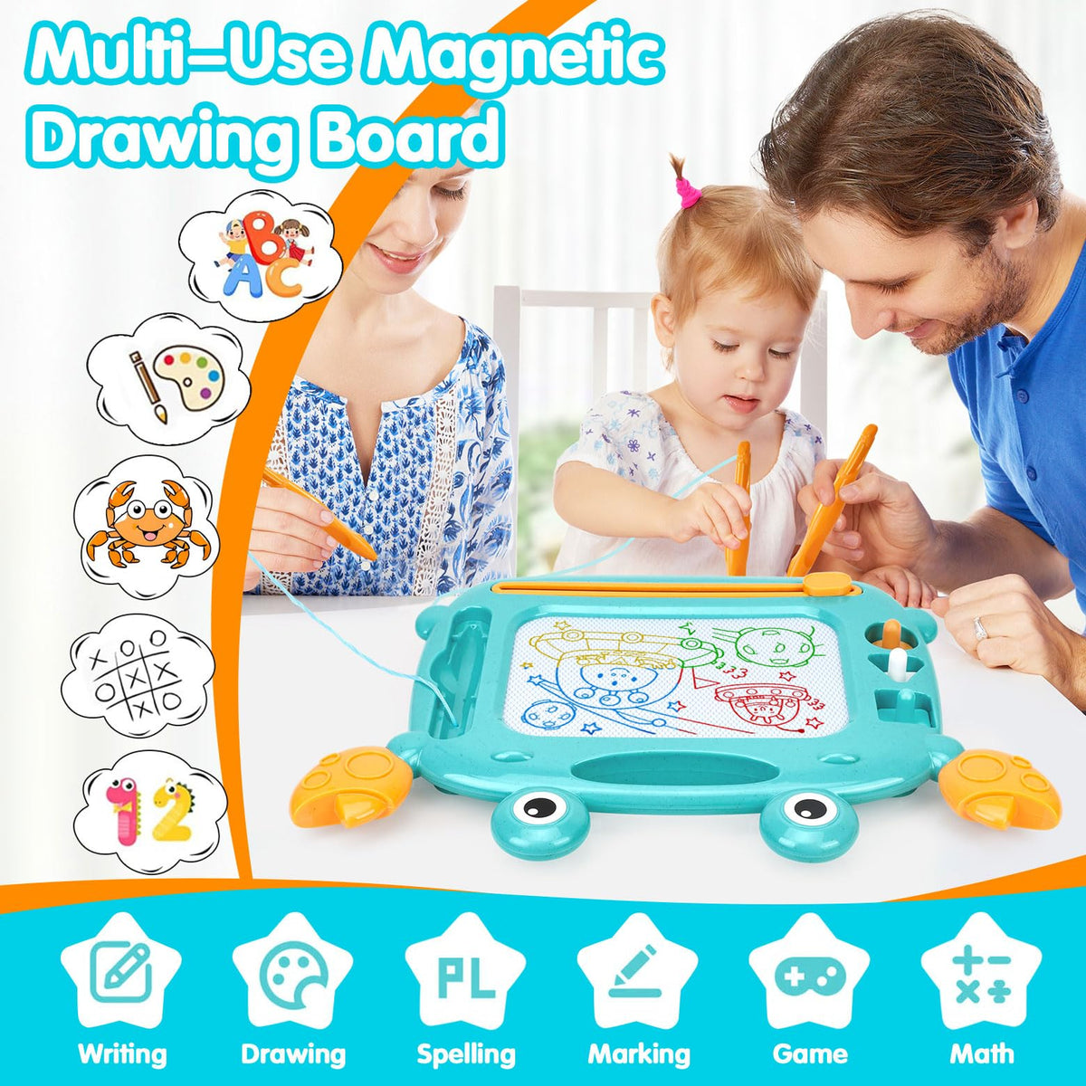 MERGUEZ Magnetic Drawing Board for Toddlers 3-5 – Mess-Free, BPA Free