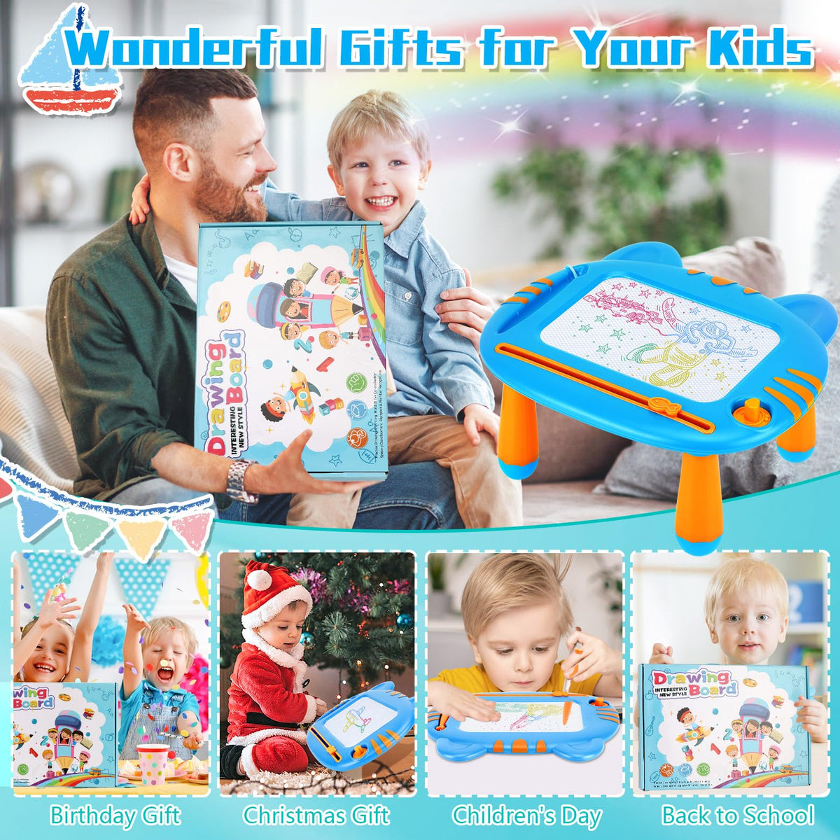 MERGUEZ Magnetic Drawing Doodle Board for Toddlers – Mess-Free Learning Toy (3-6 Years)