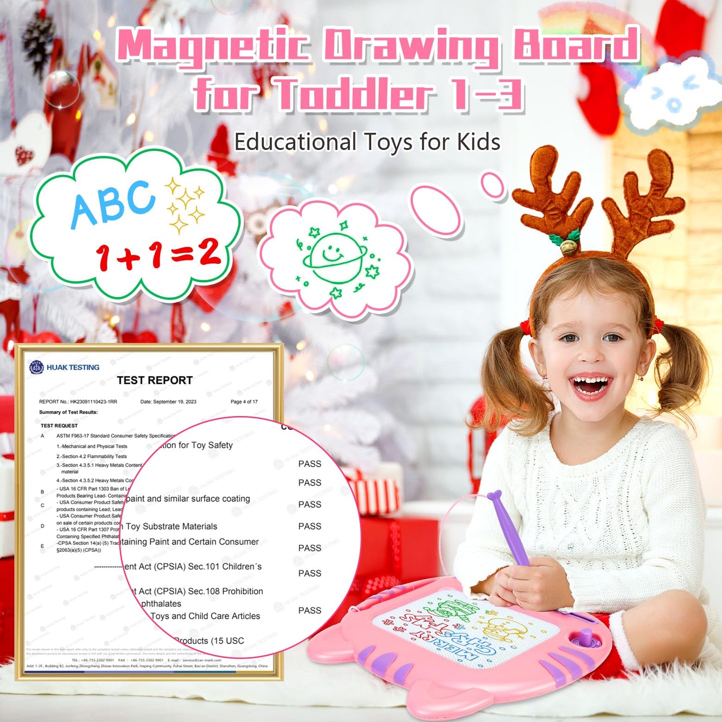 MERGUEZ Magnetic Drawing Board for Toddlers – Mess-Free Doodle Toy for Ages 3-6