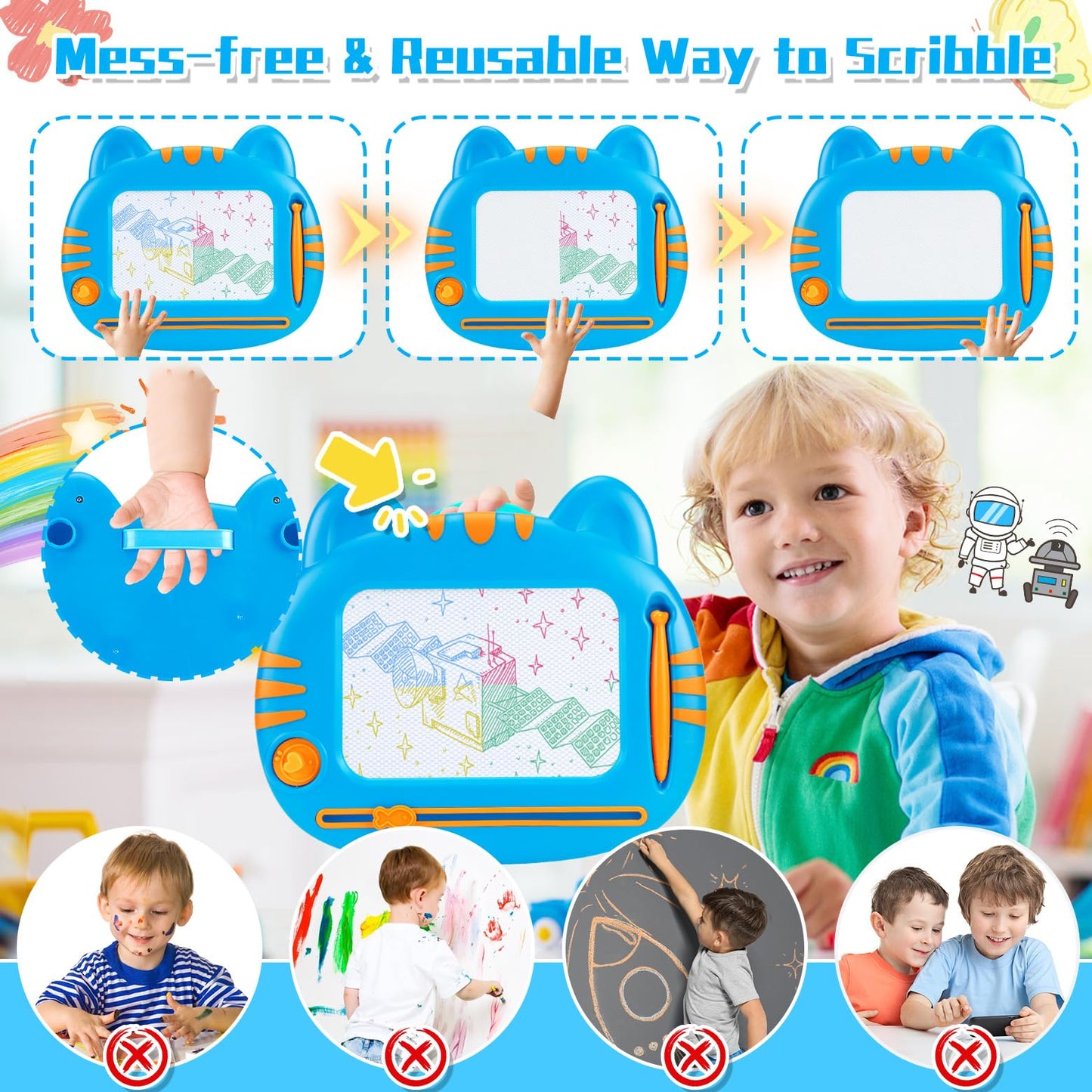 MERGUEZ Magnetic Drawing Doodle Board for Toddlers – Mess-Free Learning Toy (3-6 Years)