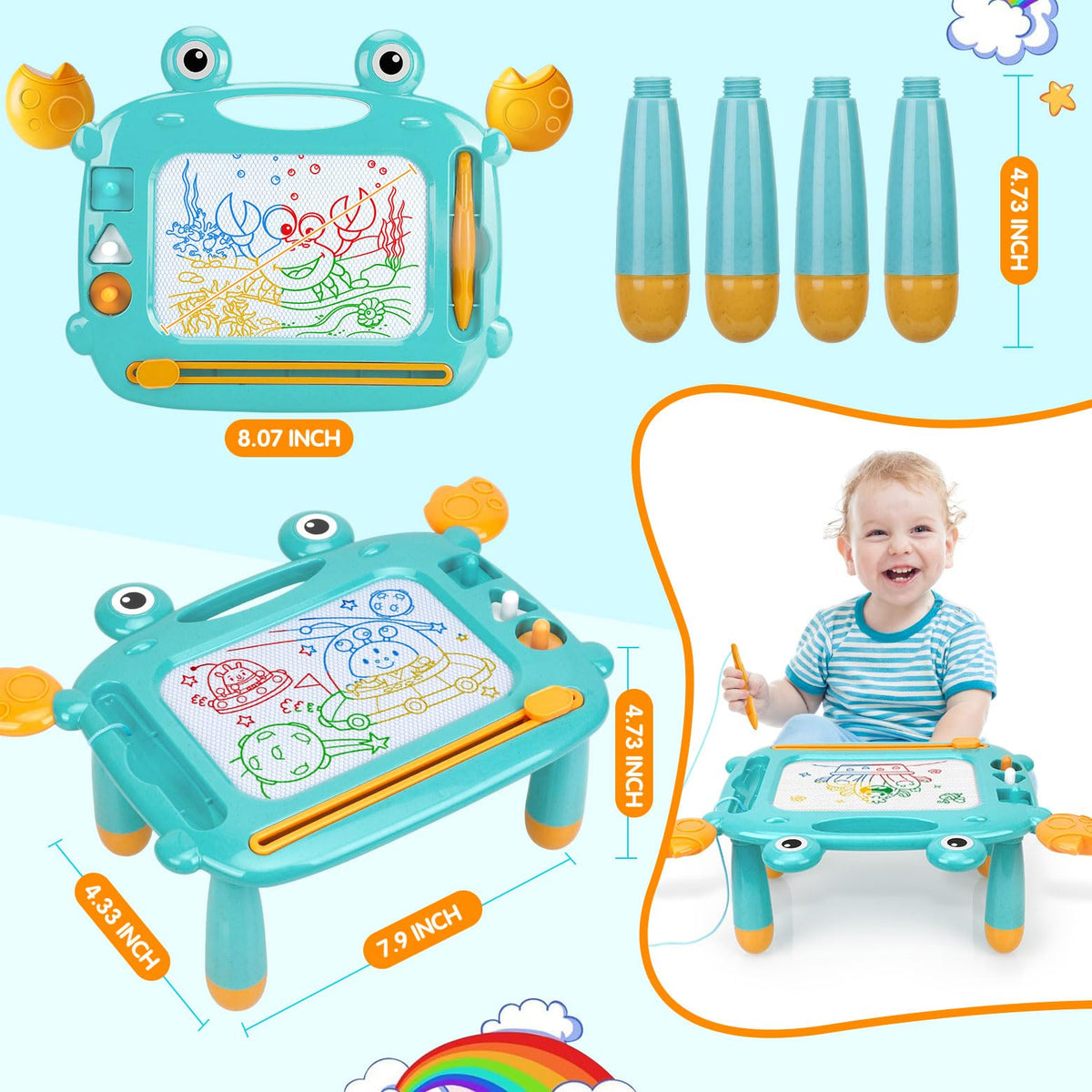 MERGUEZ Magnetic Drawing Board for Toddlers 3-5 – Mess-Free, BPA Free