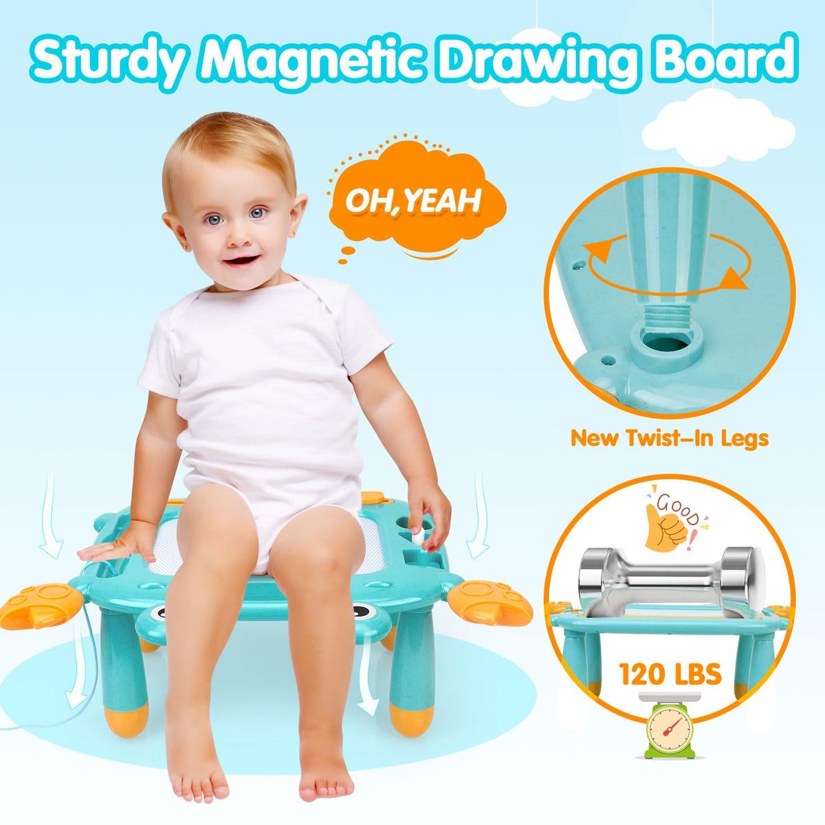 MERGUEZ Magnetic Drawing Board for Toddlers 3-5 – Mess-Free, BPA Free