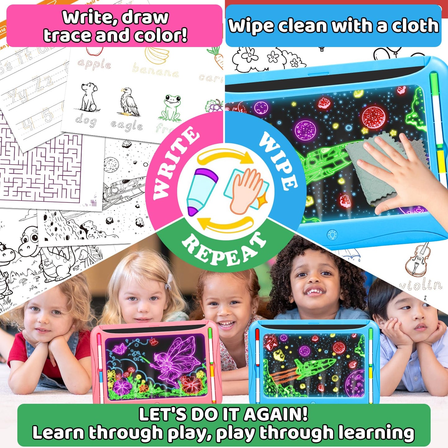 MERGUEZ LED Drawing Board – Glow Tracing Pad for Kids