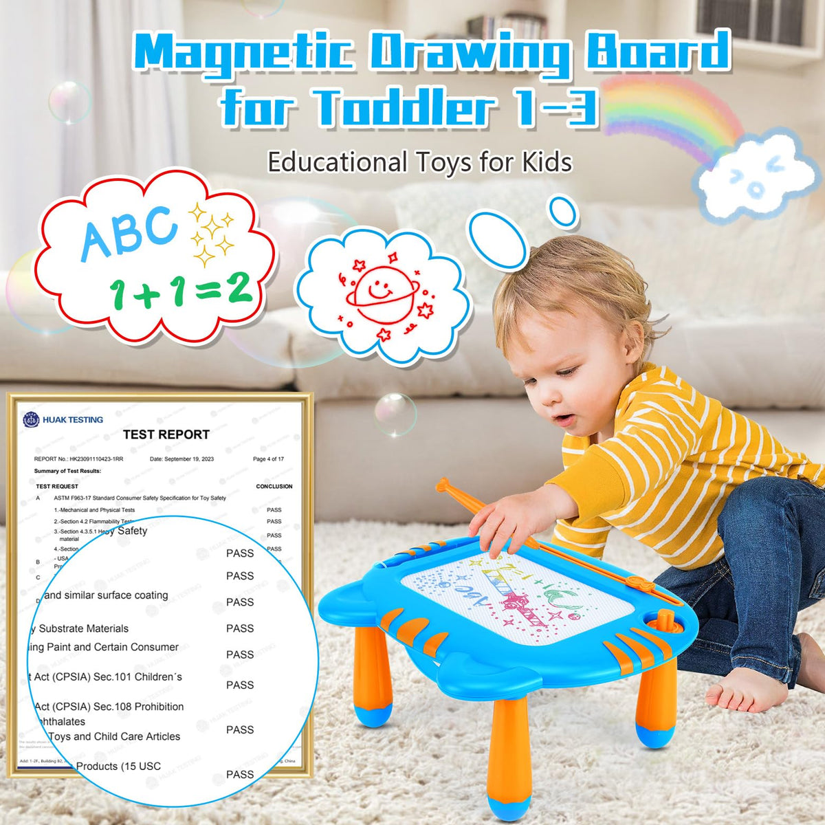 MERGUEZ Magnetic Drawing Doodle Board for Toddlers – Mess-Free Learning Toy (3-6 Years)