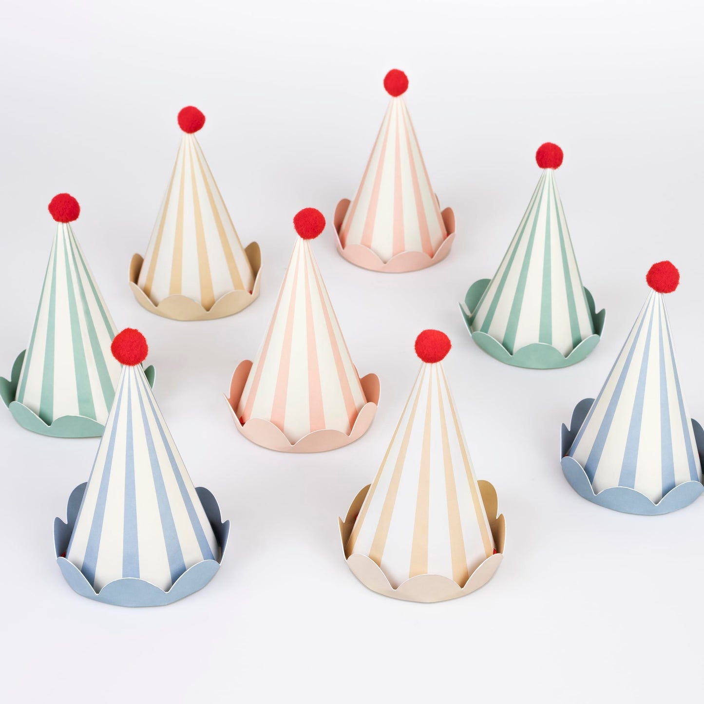 Meri Meri Birthday Party Hats – Pack of 8 Bright Colorful Cones for Kids & Adults