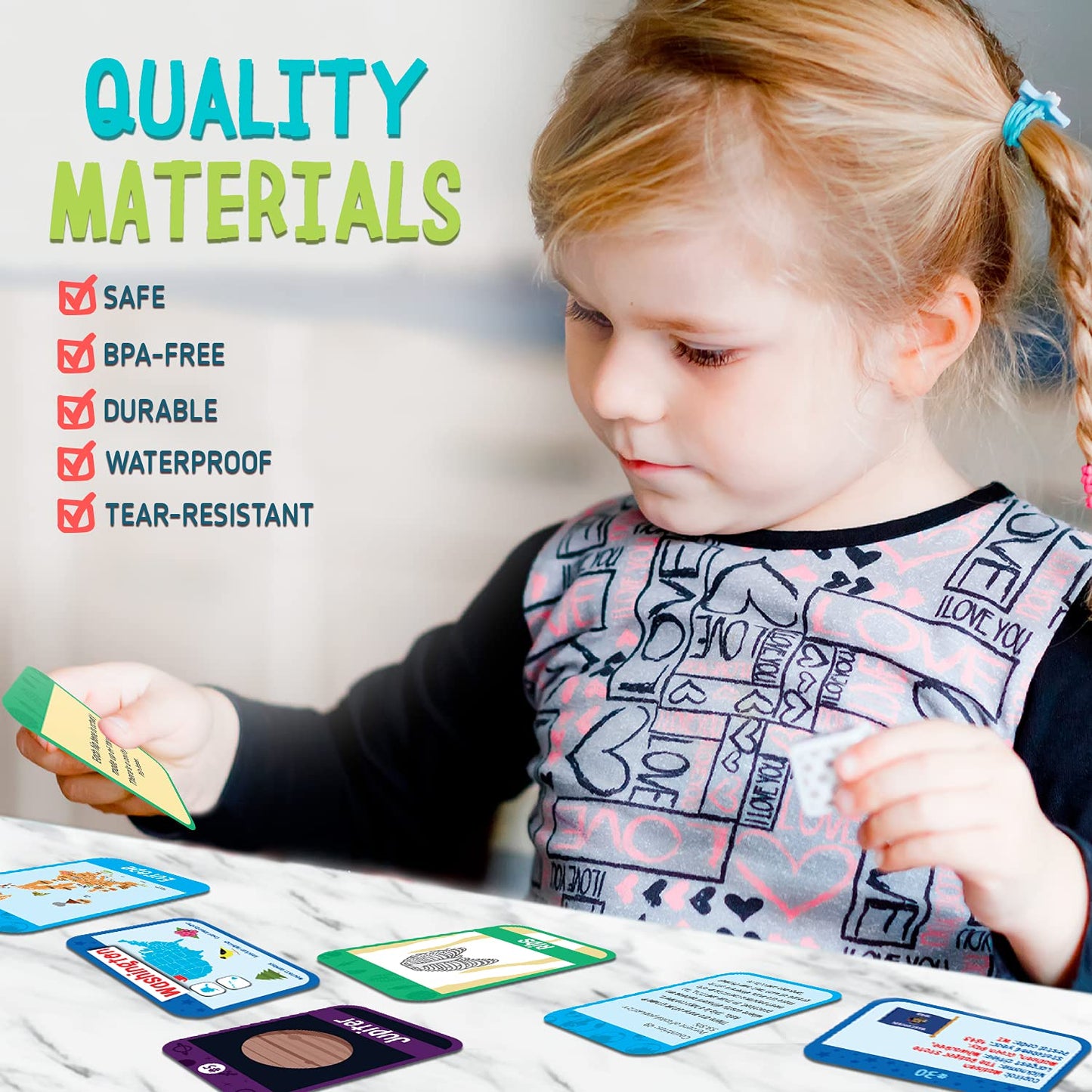 merka Science Flash Cards for Kids – 90-Count Waterproof Deck (Solar System, Anatomy & Geography)