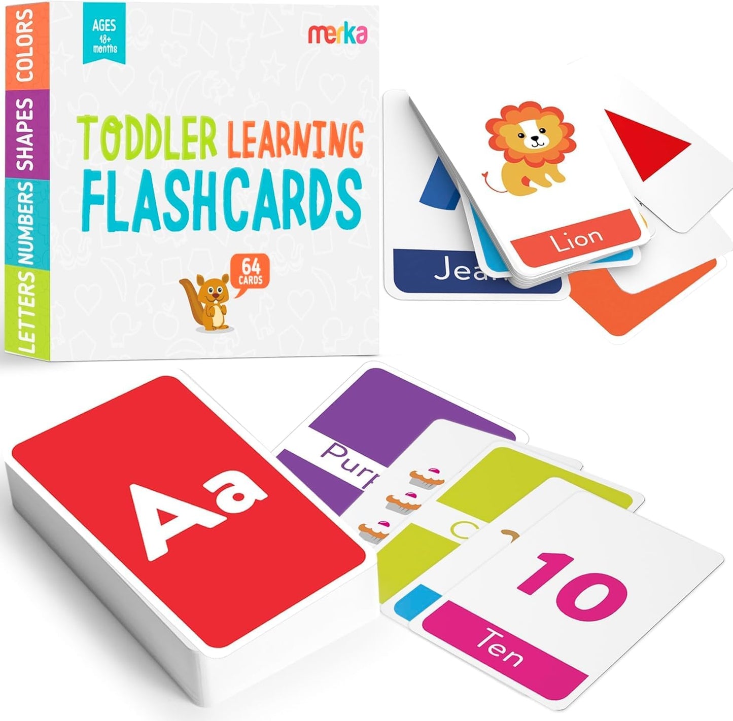 Merka Toddler Flash Cards – Interactive Alphabet & Numbers (64 Cards)