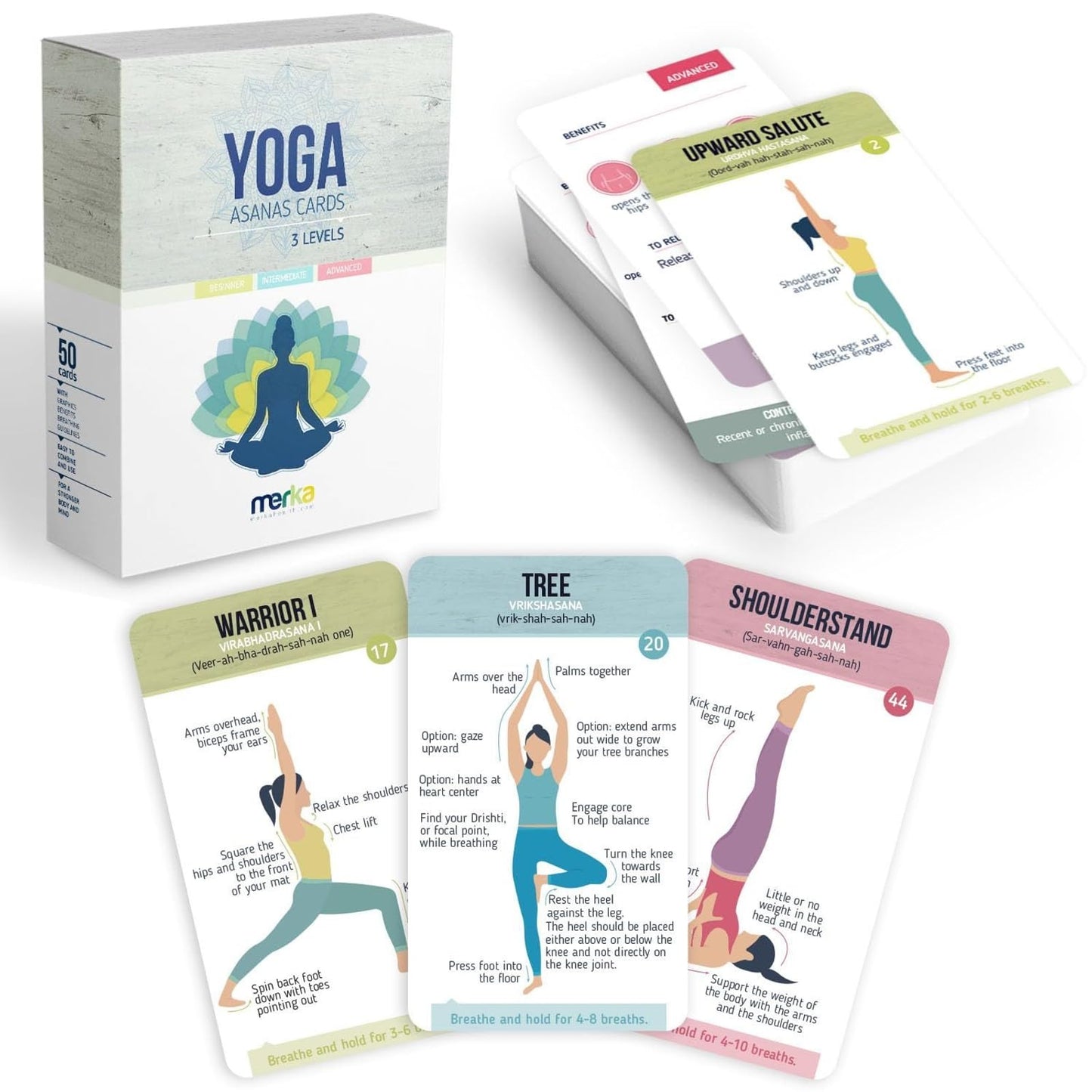 Merka Yoga Cards Flashcard Deck – 50 Asanas & Sanskrit Names