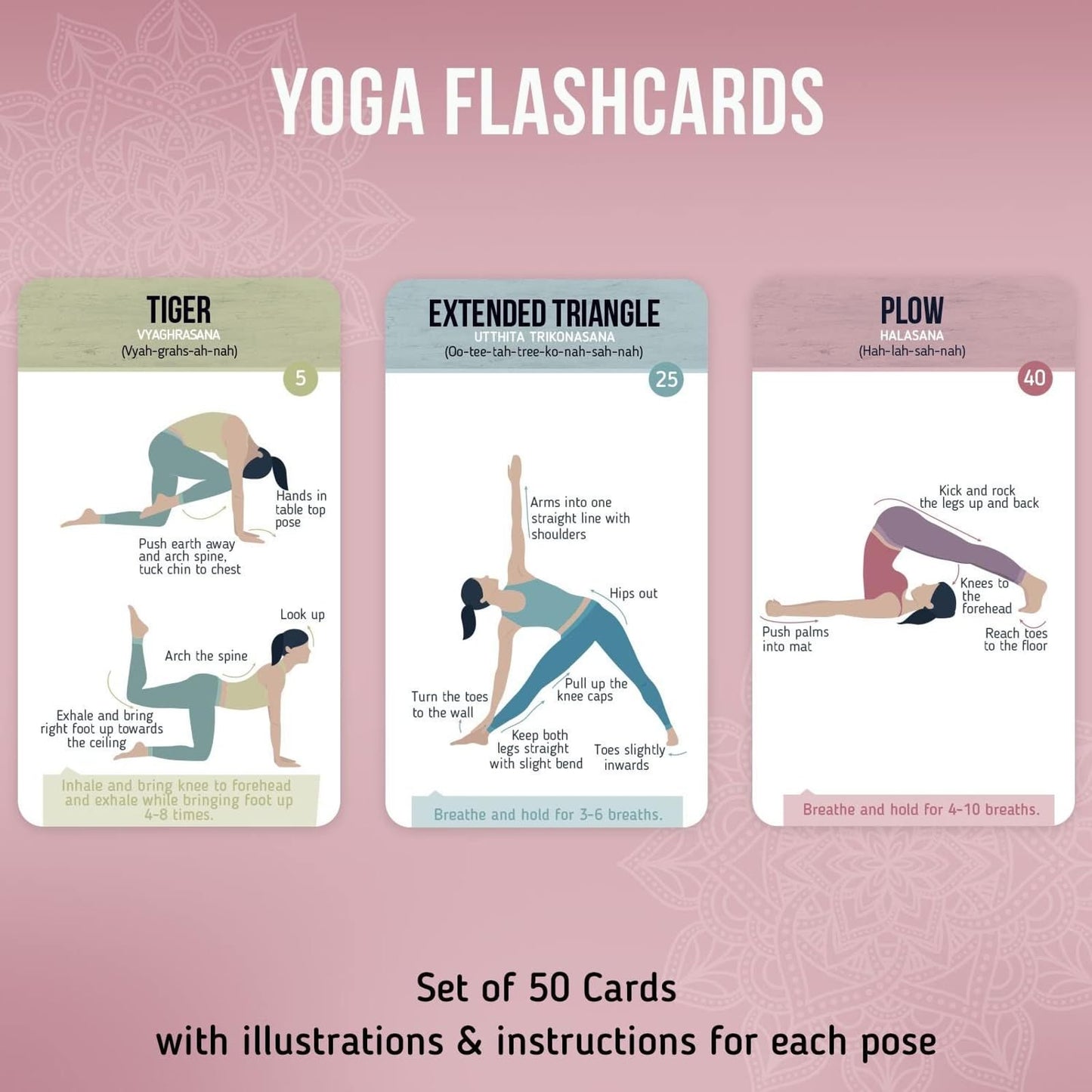 Merka Yoga Cards Flashcard Deck – 50 Asanas & Sanskrit Names