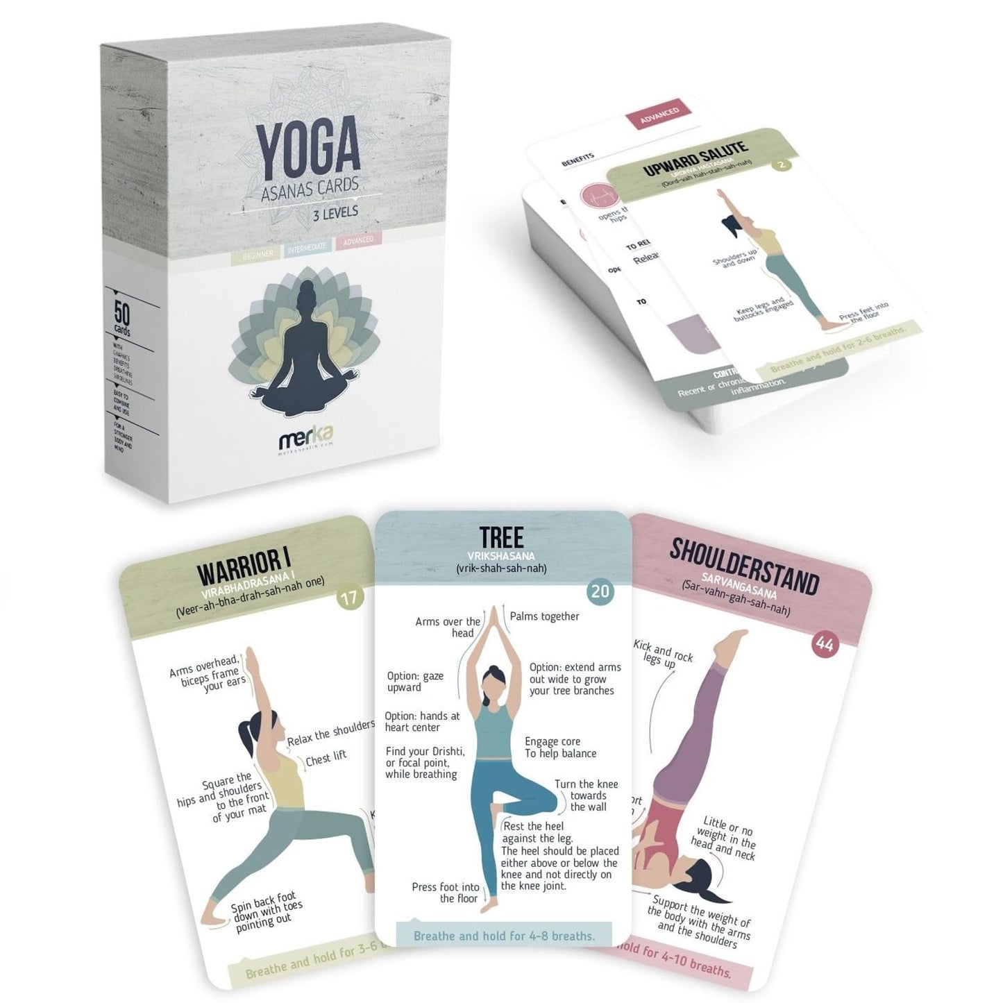 Merka Yoga Cards Flashcard Deck – 50 Asanas & Sanskrit Names