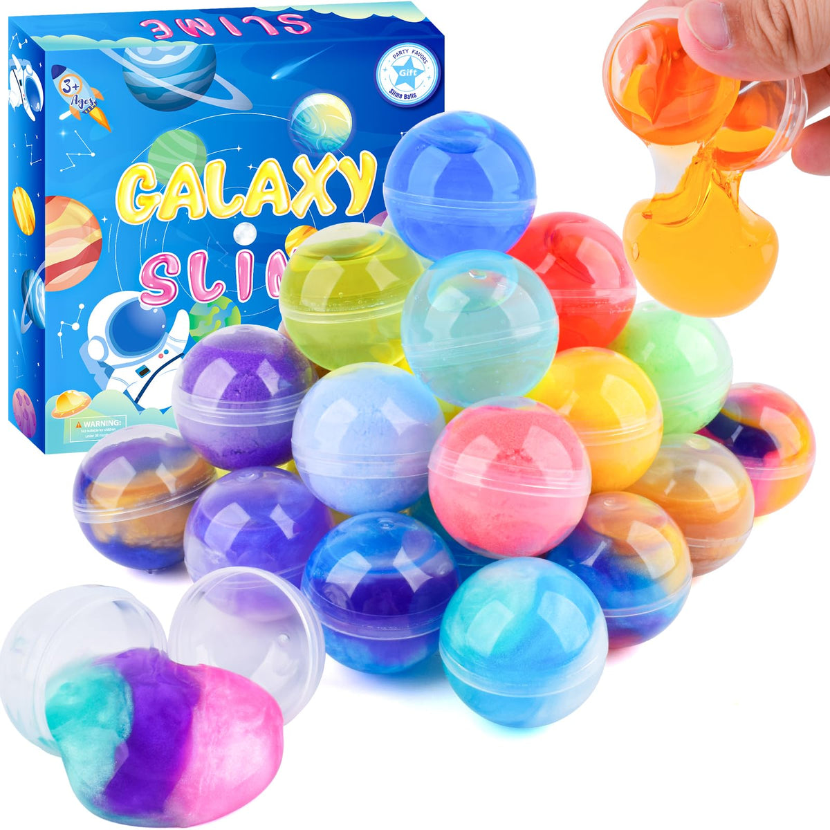 MERMAIDSLIME 32 Pack Galaxy Slime Balls – Soft, Non-Sticky, Mess-Free Party Favors