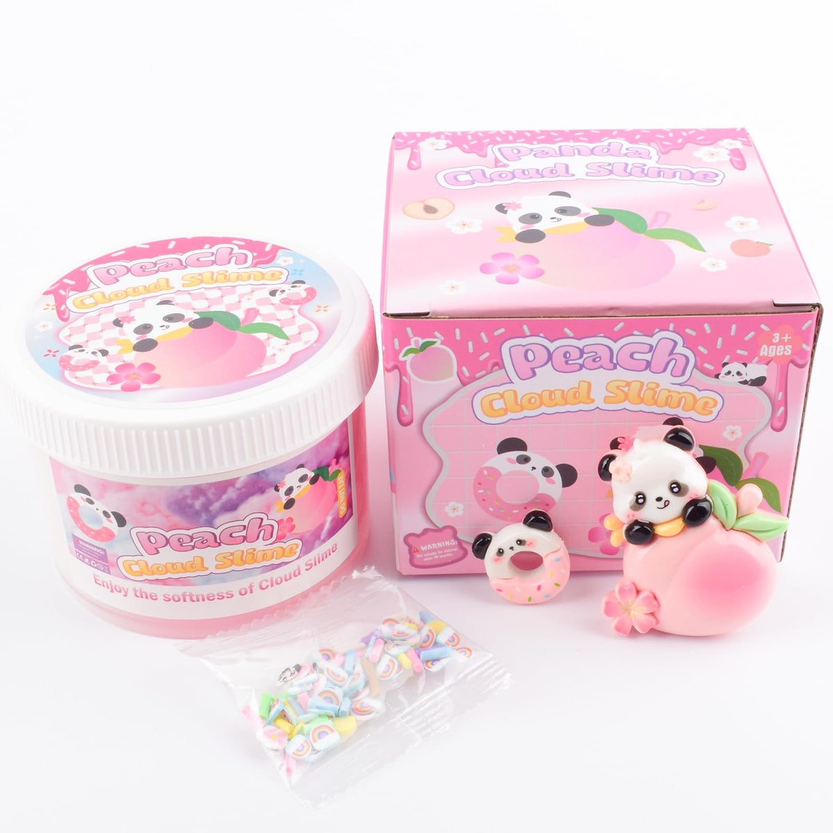 MERMAIDSLIME Pink Peach Cloud Slime Kit with Panda Add-Ins – Soft, Scented Slime for Kids