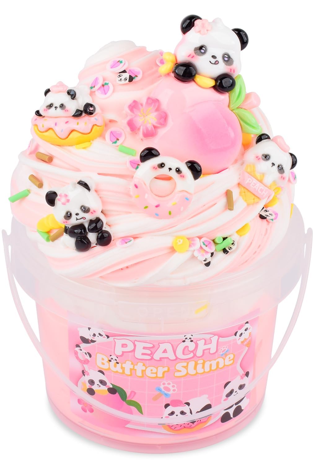 MERMAIDSLIME Pink Peach Butter Slime Kit with Panda Add-Ins – 300 ml, Soft Non-Sticky, Scented Slime for Kids