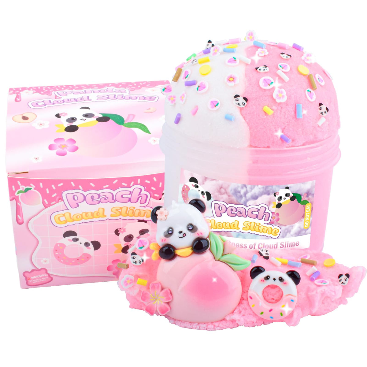 MERMAIDSLIME Pink Peach Cloud Slime Kit with Panda Add-Ins – Soft, Scented Slime for Kids