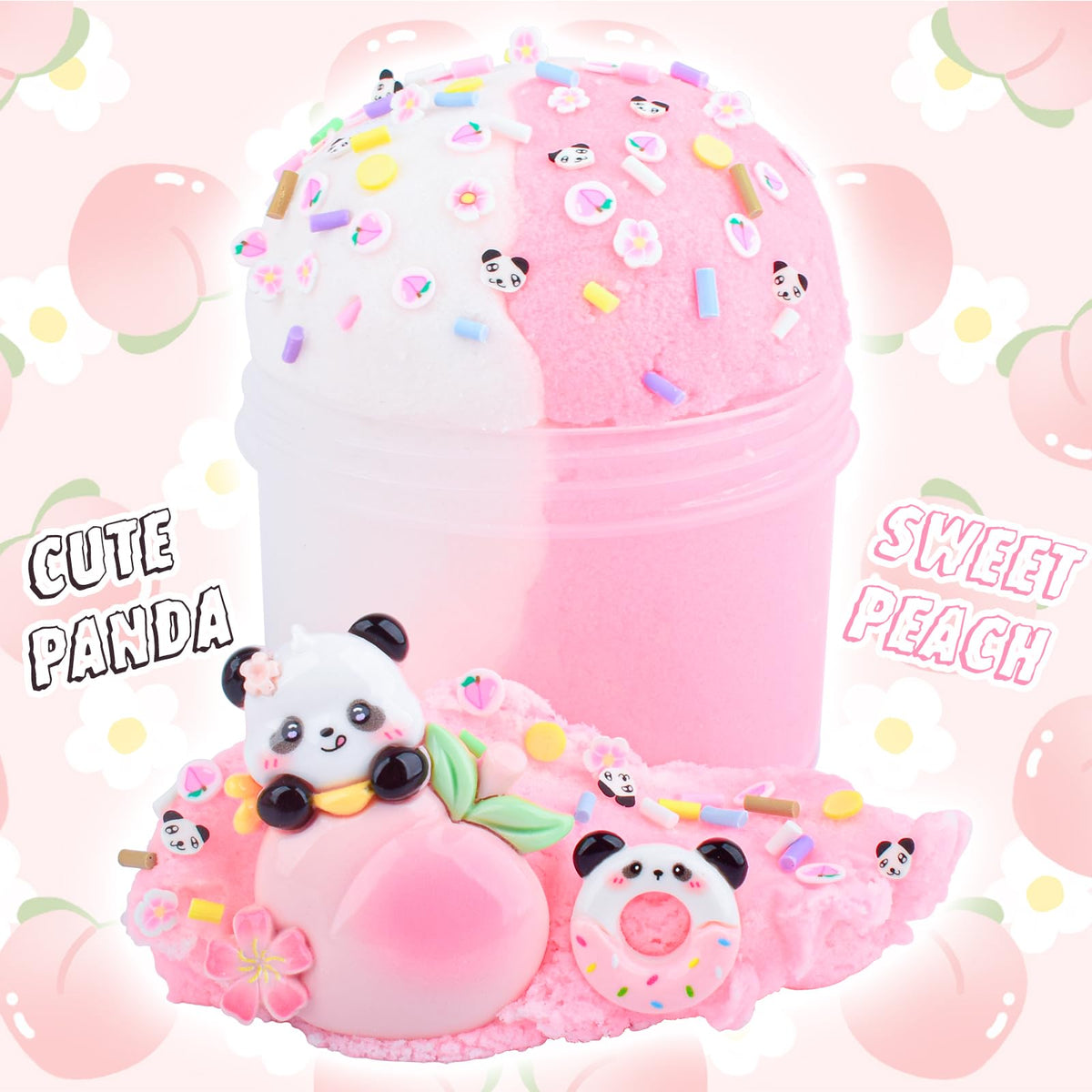 MERMAIDSLIME Pink Peach Cloud Slime Kit with Panda Add-Ins – Soft, Scented Slime for Kids