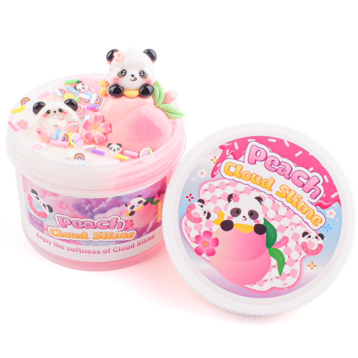 MERMAIDSLIME Pink Peach Cloud Slime Kit with Panda Add-Ins – Soft, Scented Slime for Kids