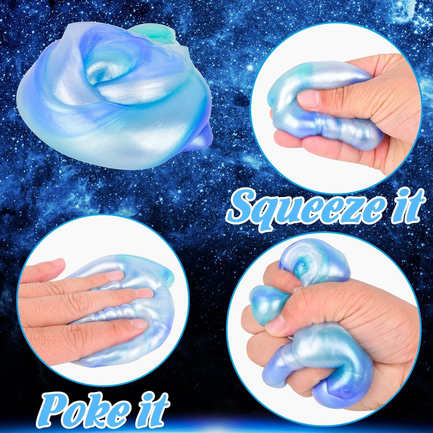 MERMAIDSLIME Galaxy Slime Party Favors — 9 Pack Eight Planets Slime Balls, Non-Sticky & Mess-Free