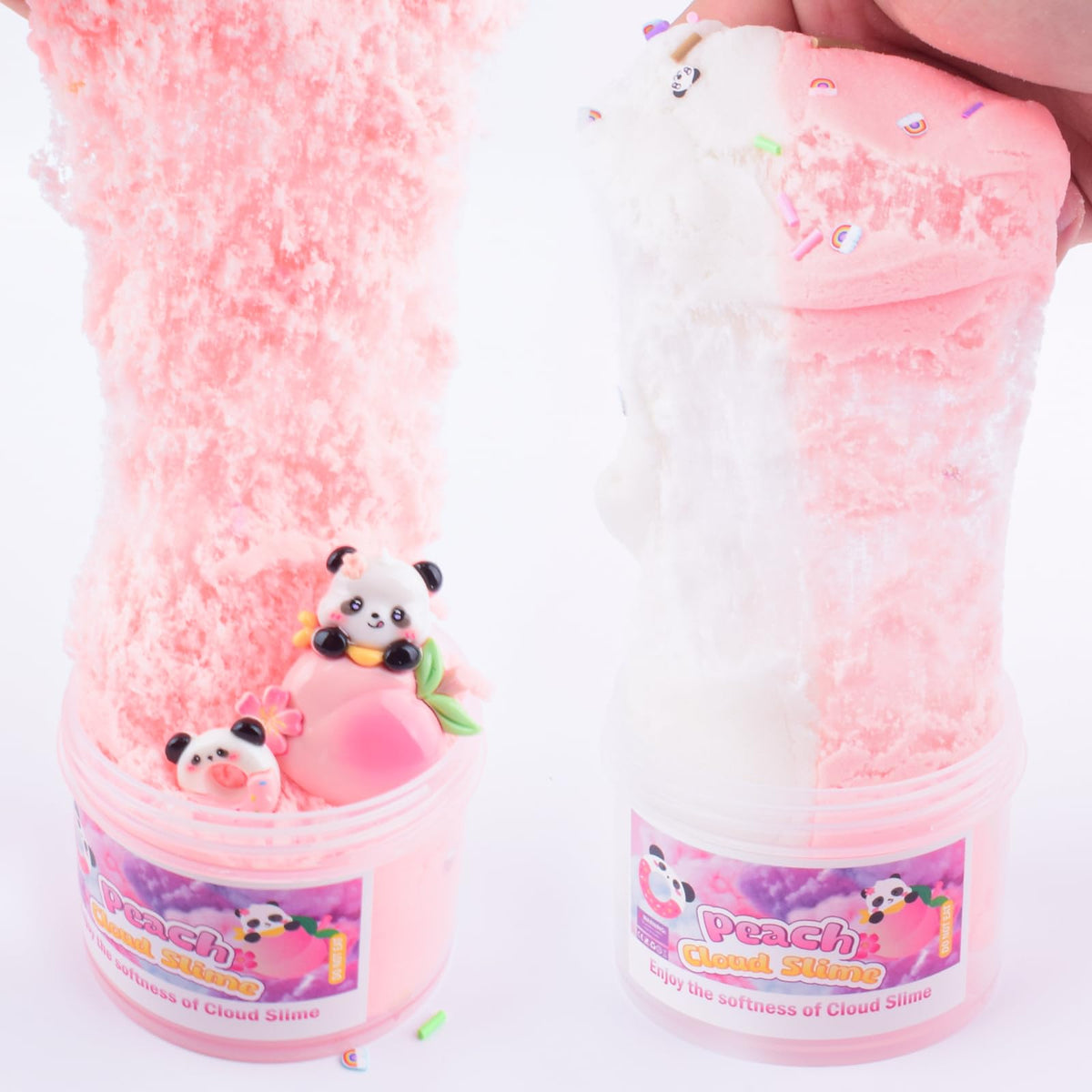 MERMAIDSLIME Pink Peach Cloud Slime Kit with Panda Add-Ins – Soft, Scented Slime for Kids