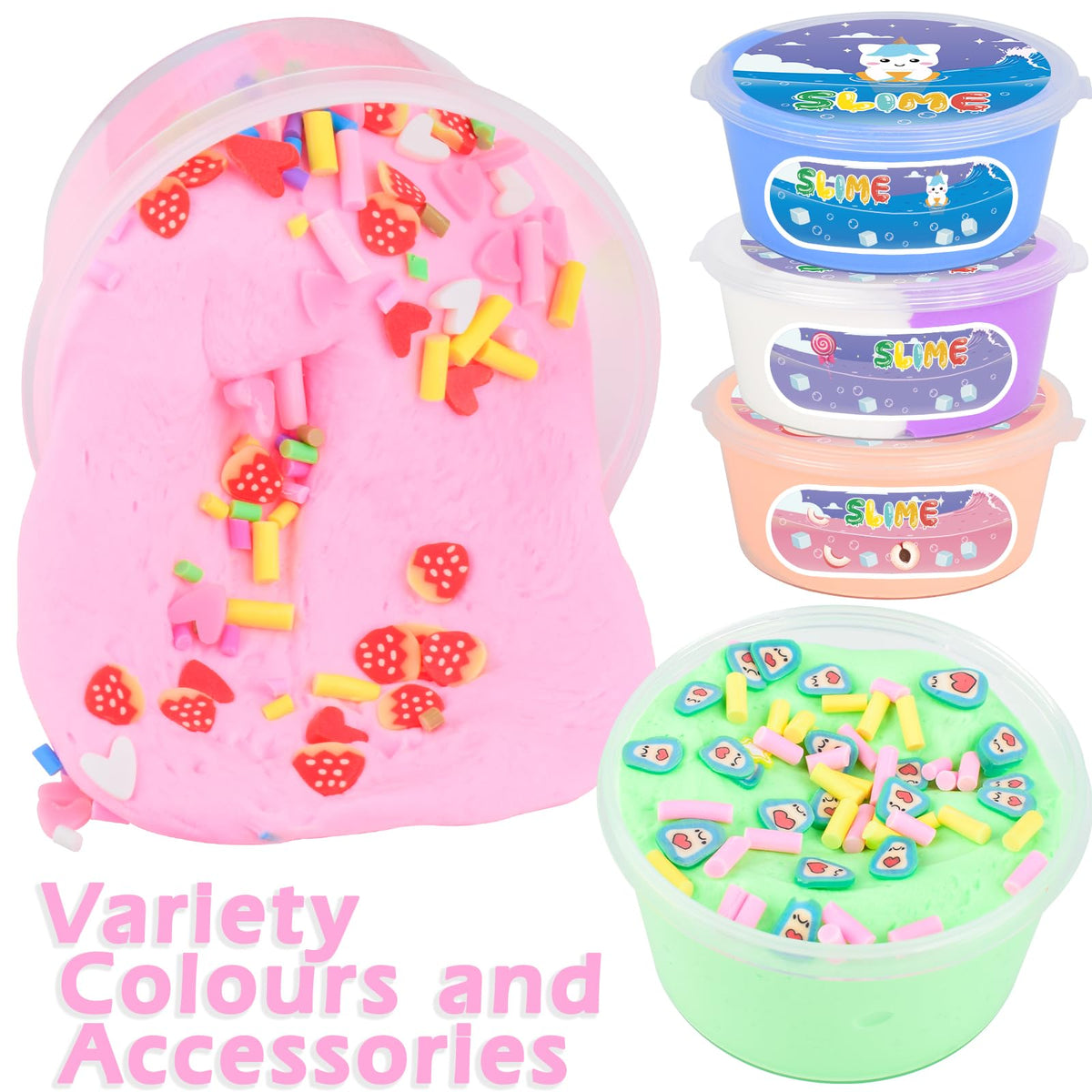MermaidSlime 15-Pack Butter Slime Kit with Fruit Charms | Scented Slime Gift & Party Favors for Kids