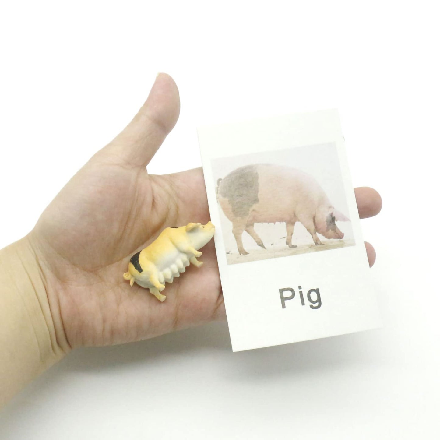 MEROCO Montessori Animal Match – Farm Animal Cards & Figurines for Preschool Learning NEWT033