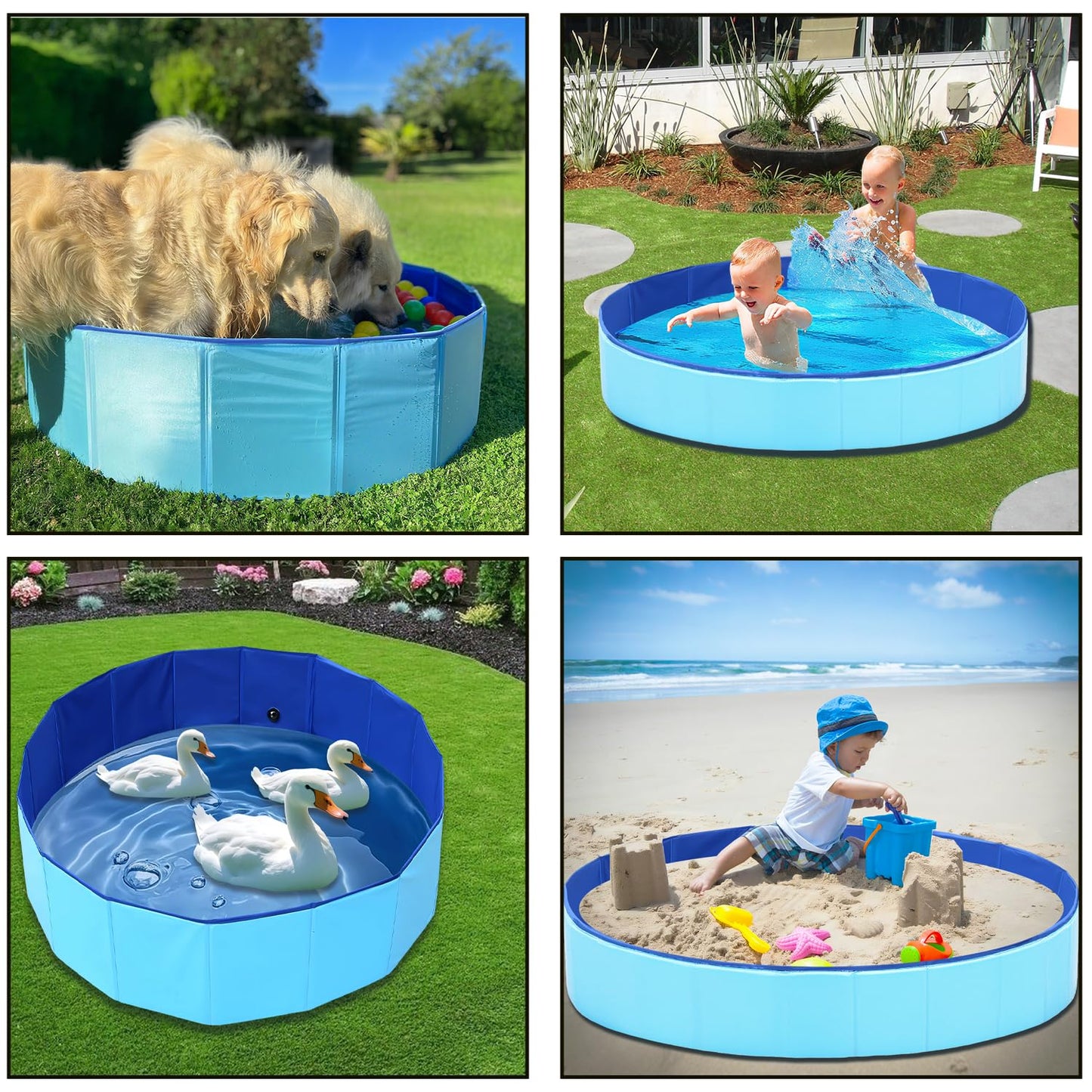 Merrisport Upgraded Large Duck Pool 39x12 in – Foldable, Durable PVC Pet Pool