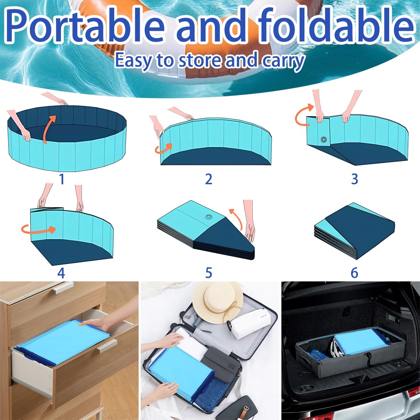 Merrisport Upgraded Large Duck Pool 39x12 in – Foldable, Durable PVC Pet Pool