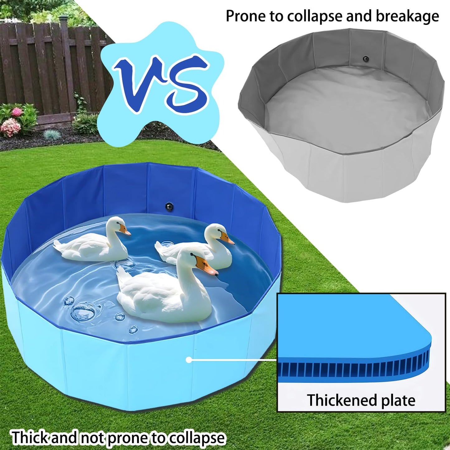 Merrisport Upgraded Large Duck Pool 39x12 in – Foldable, Durable PVC Pet Pool