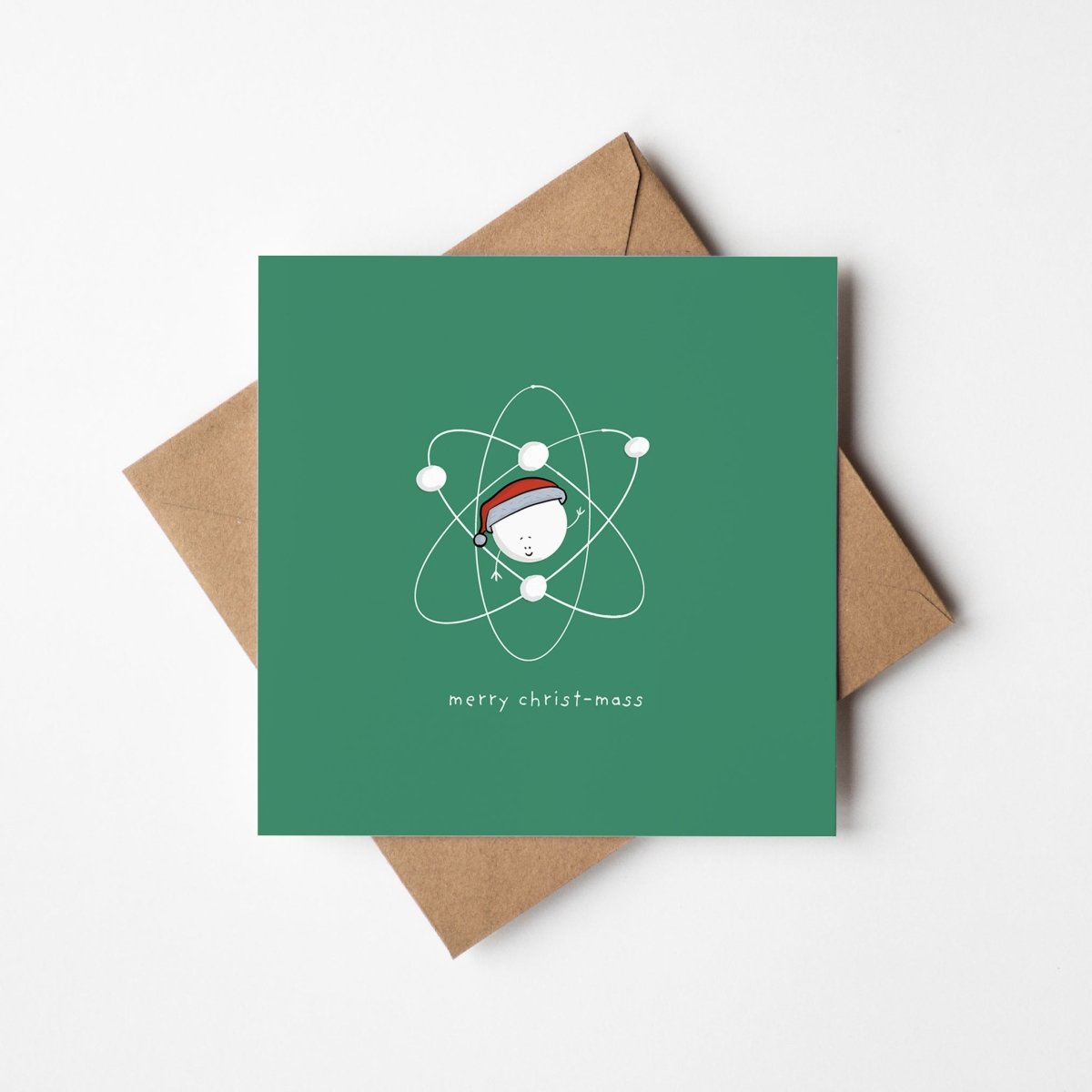 Science Christmas Card – Cute Kawaii Square Greeting With Witty Chemistry Pun