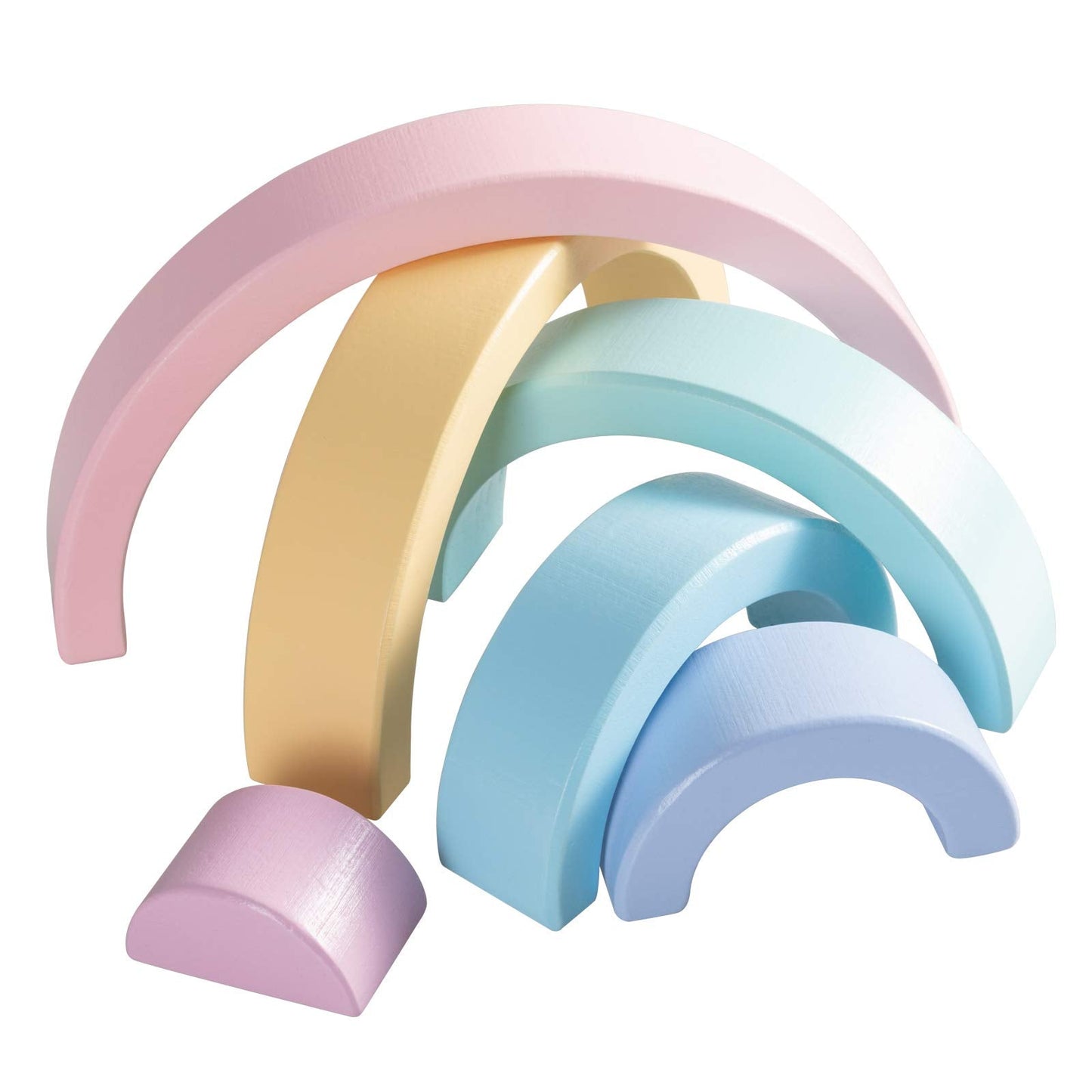 MERRYHEART Wooden Rainbow Stacking Toy – Pastel 6-Piece Montessori Toy for Toddlers