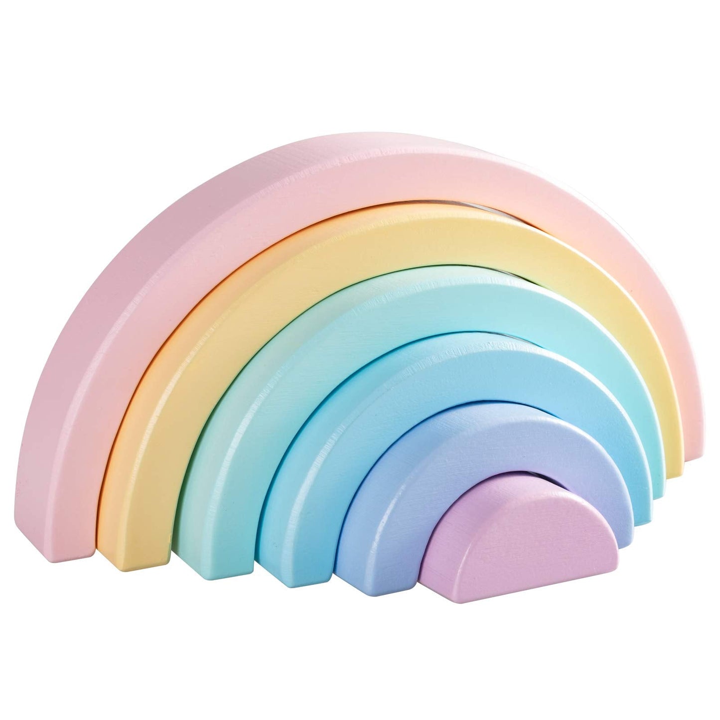 MERRYHEART Wooden Rainbow Stacking Toy – Pastel 6-Piece Montessori Toy for Toddlers