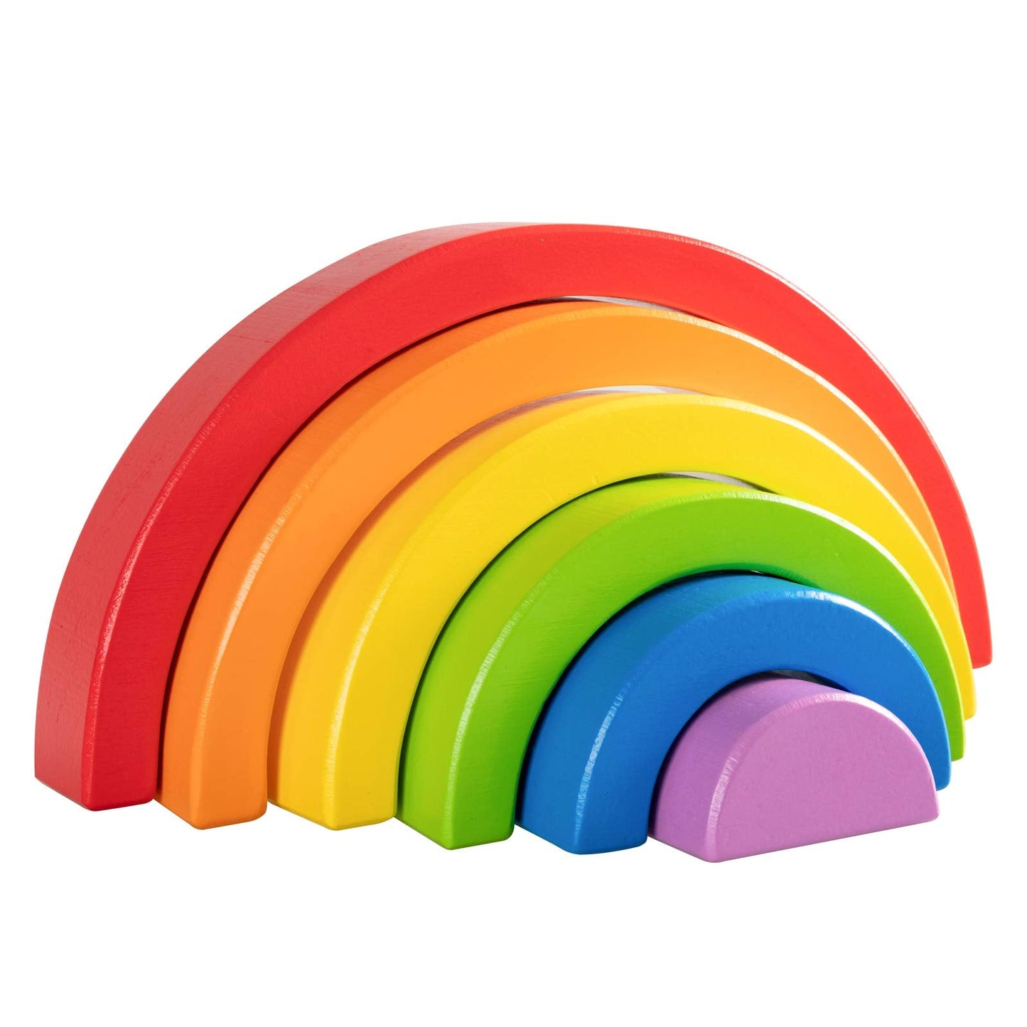 MERRYHEART Wooden Rainbow Stacking Toy – 6-Piece Montessori Arches for Toddlers & Kids
