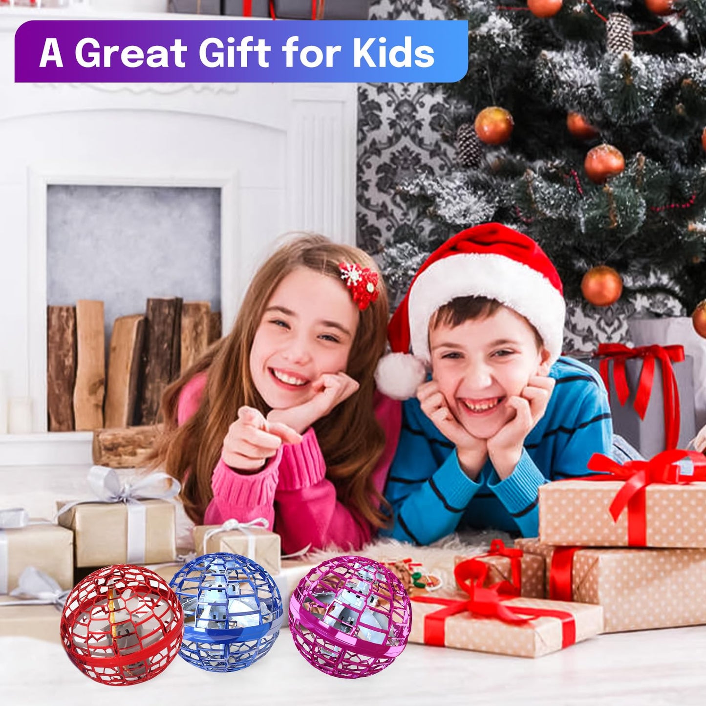 MERRYHOME Flying Orb Ball Toys | 360° Hand-Controlled Drone Orbit for Kids 6+ (Blue)